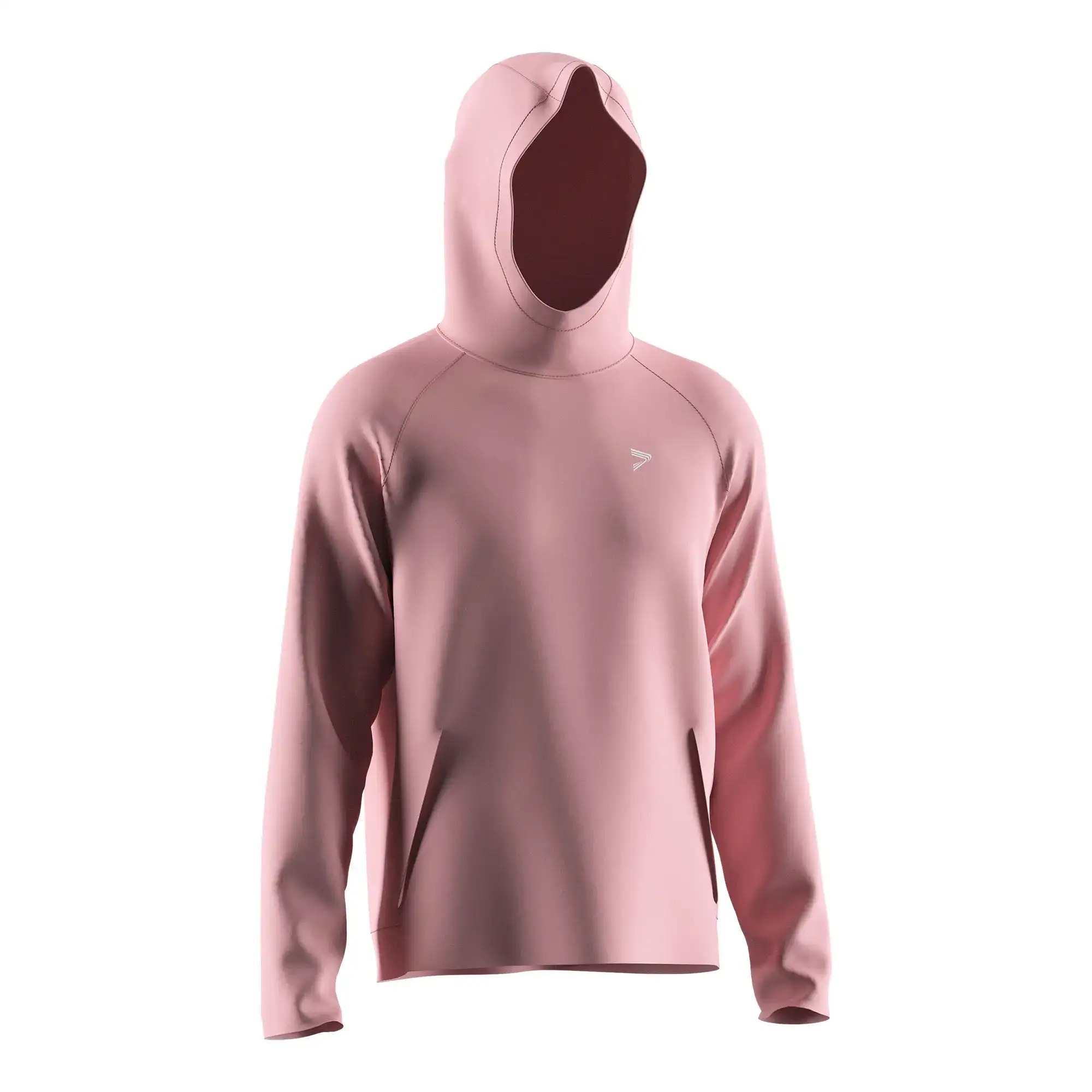 The Front View of Solid Pink Gym MMA Hoodie Without Ribber Slim Fit Wholesale Bulk - Style 1