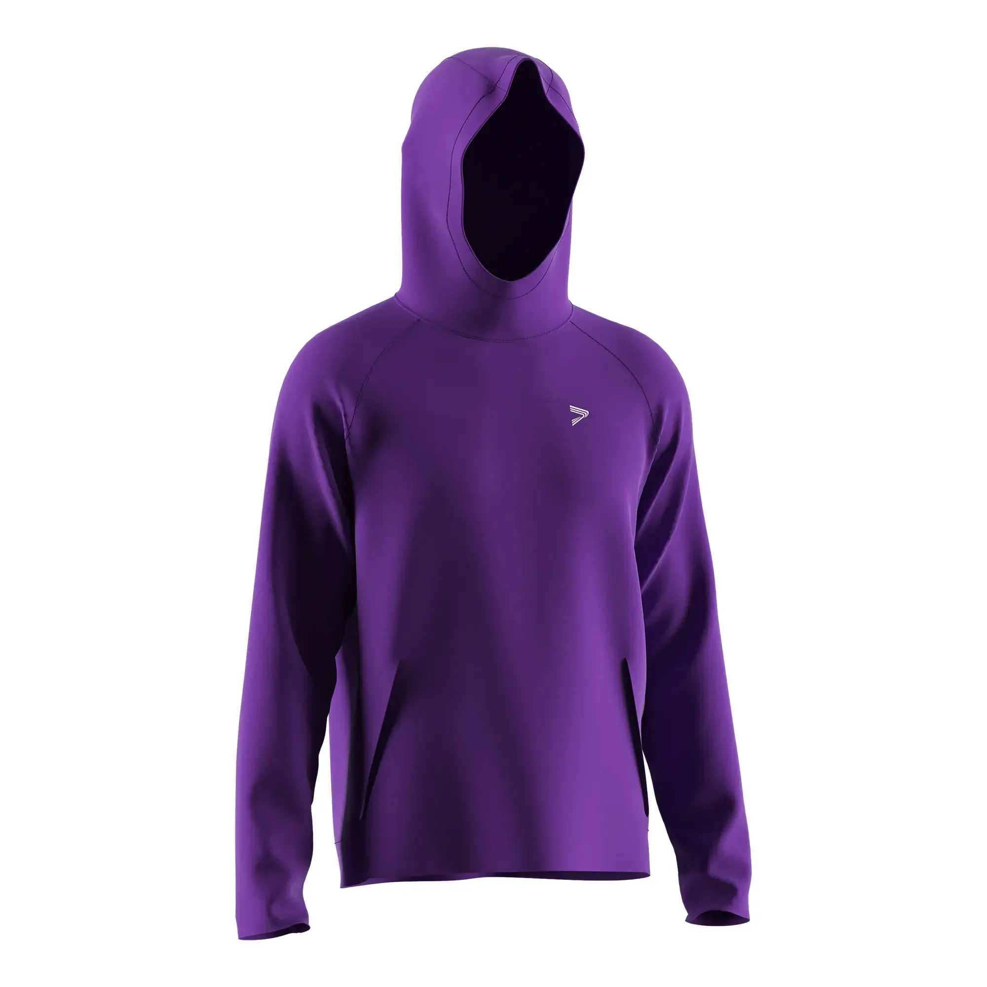 The Front View of Solid Purple Hoodie Without Ribber Slim Fit Coat - Style 1