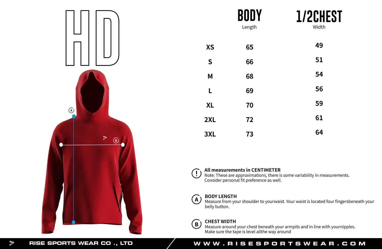 Custom your own athletic hoodies' sizing, or use our athletic hoodies' sizing.
