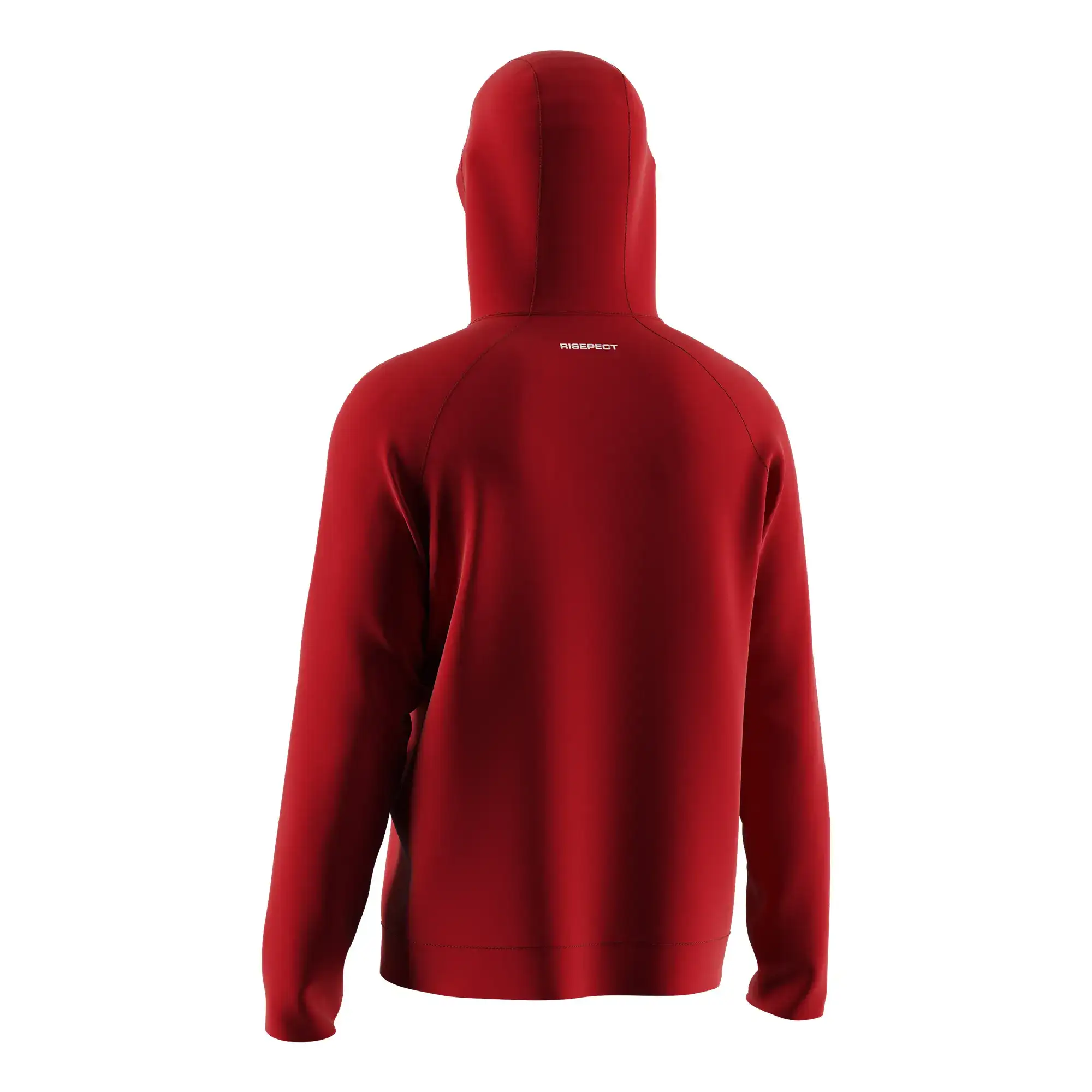 The Back View of Solid Red Athletic Hoodie Without Ribber Slim Fit for Club Custom - Style 1