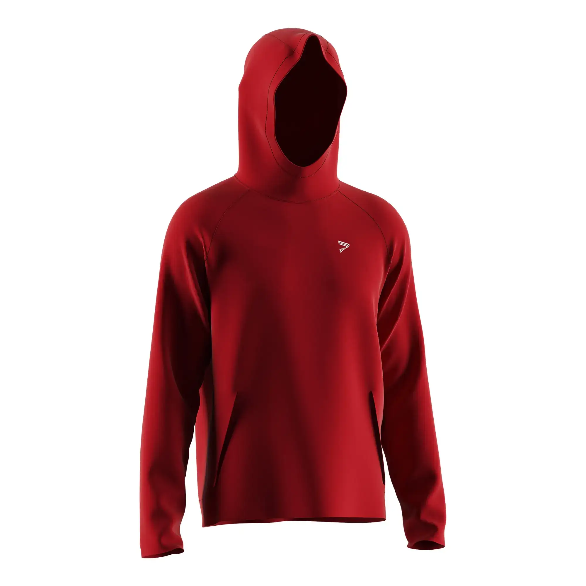 The Front View of Solid Red Athletic Hoodie Without Ribber Slim Fit for Club Custom - Style 1