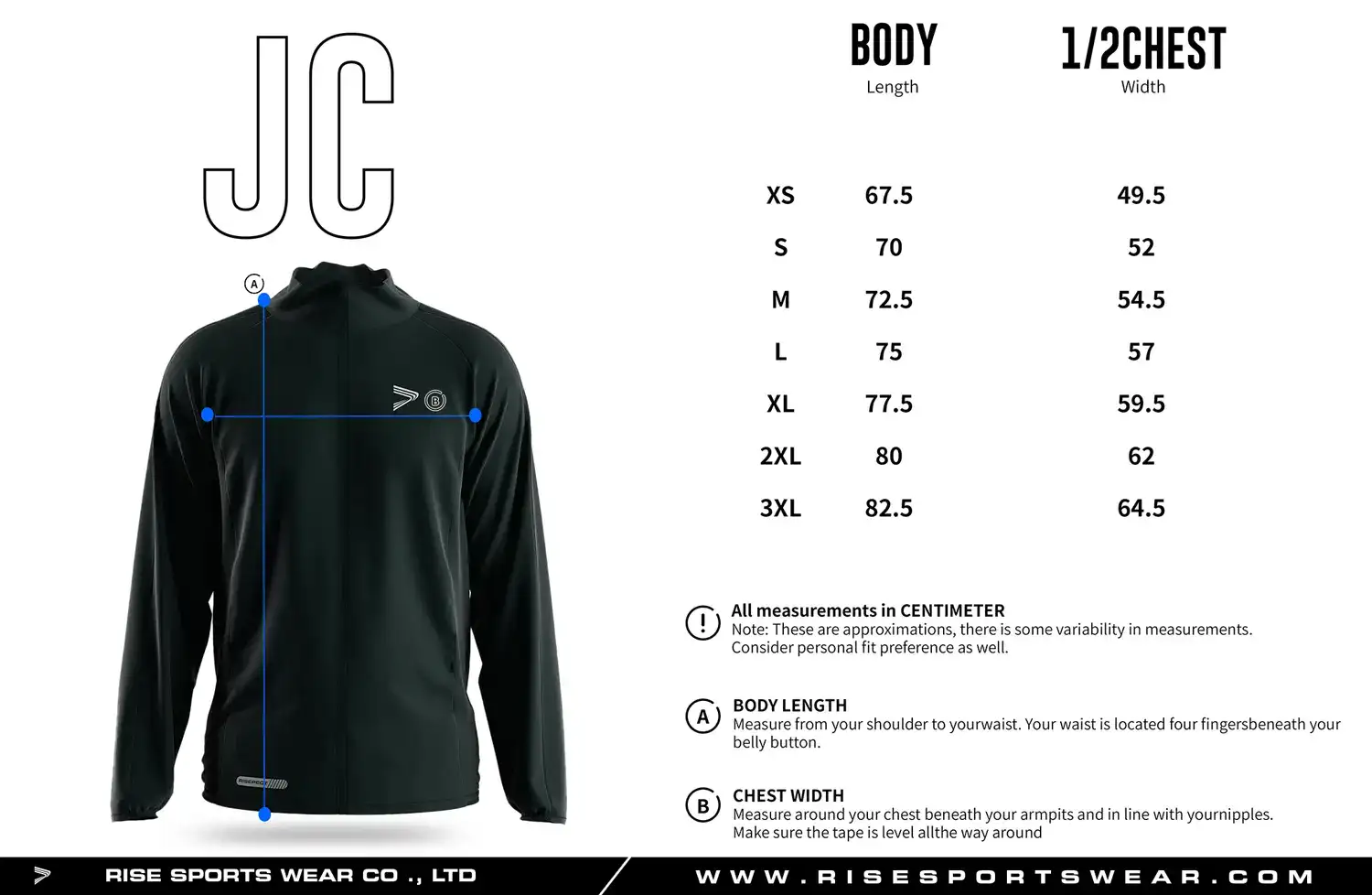 Adult men's size chart for OEM Athletic Windbreaker Jacket for Workwear Programs. Also, customize your brand / team size chart.