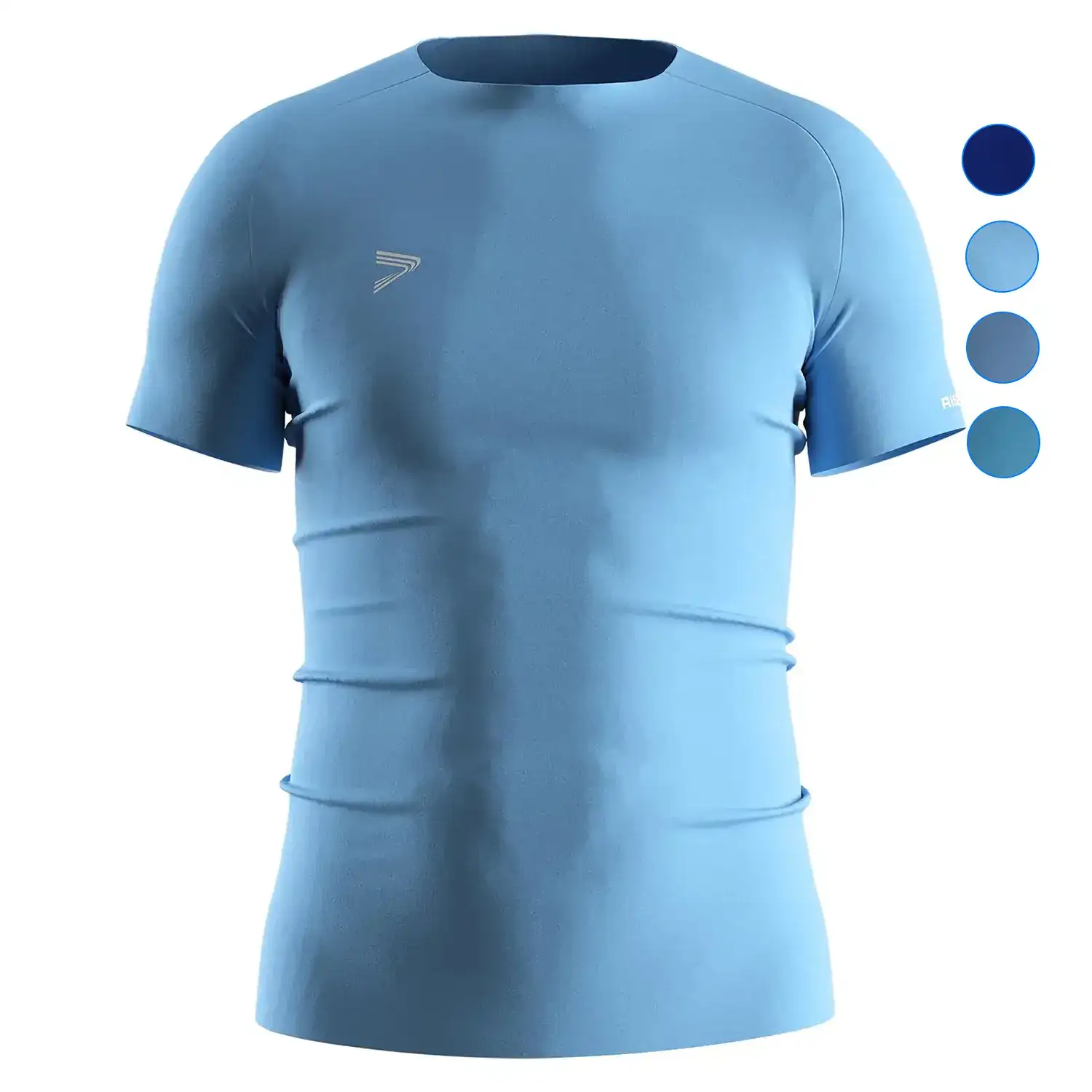 
                Blue Seamless Heat-Glued Tech Men's Compression Tee Bulk Factory