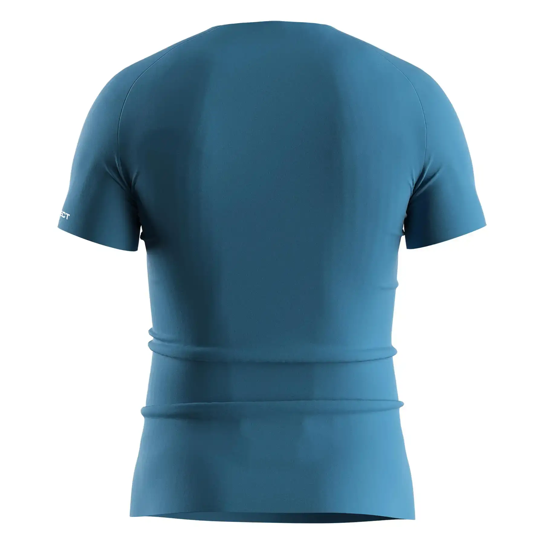 The Back View of Blue Seamless Heat-Glued Tech Men's Compression Tee - Style 4