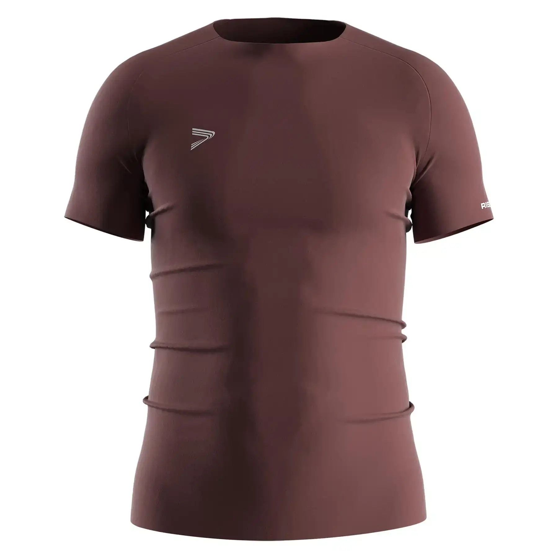 The Front View of Brown Men's Seamless Compression Tee - Style 2