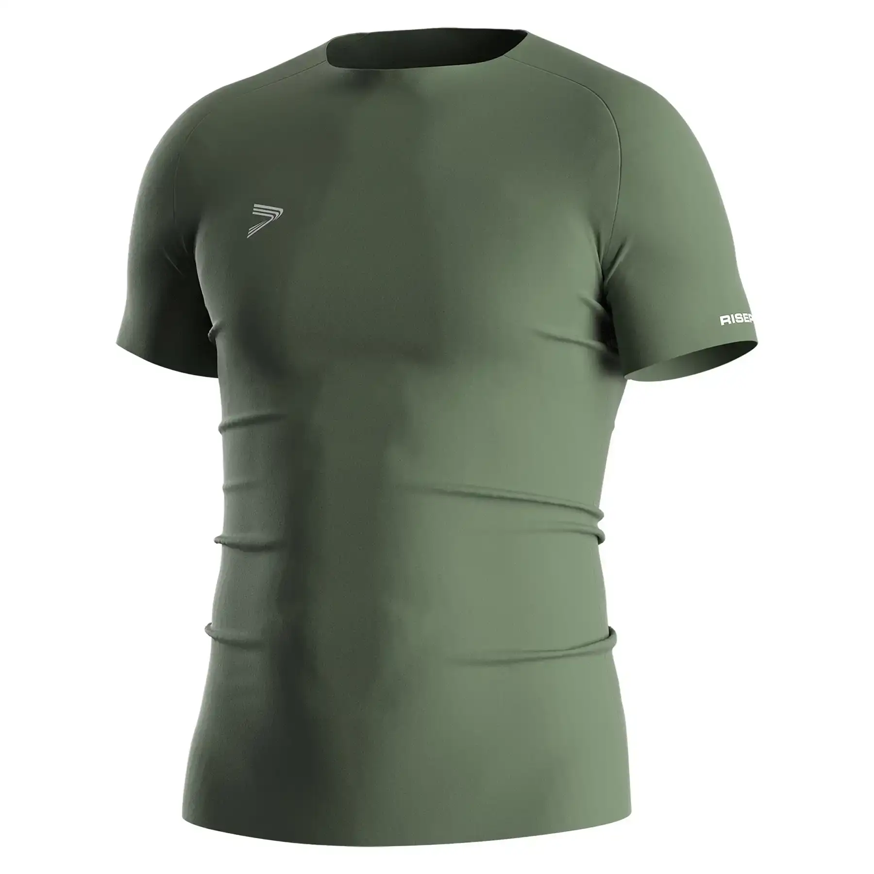 The Front View of Green Seamless Heat-Glued Tech Men's Compression Tee - Style 1