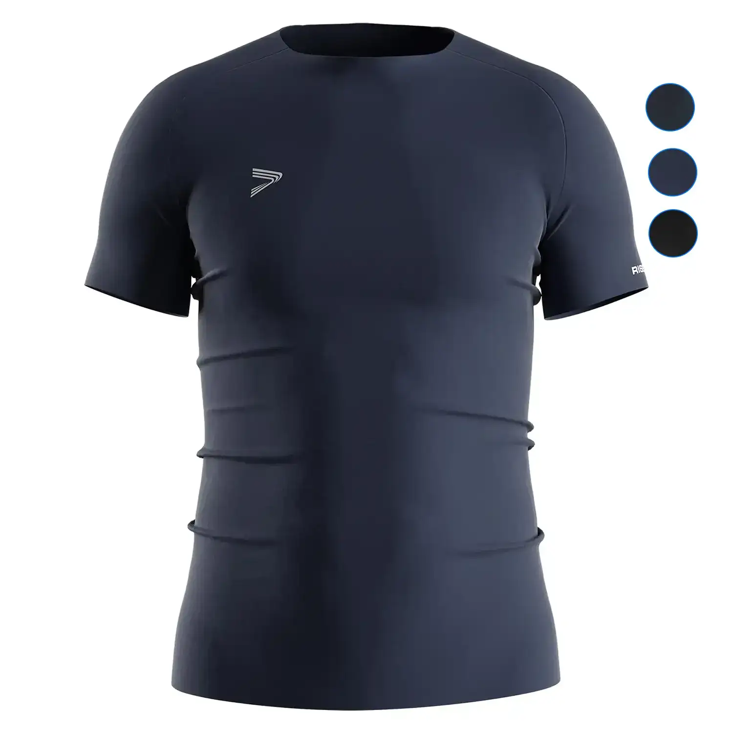 
                Navy Blue Men's Seamless Compression Tee Custom OEM Wholesale