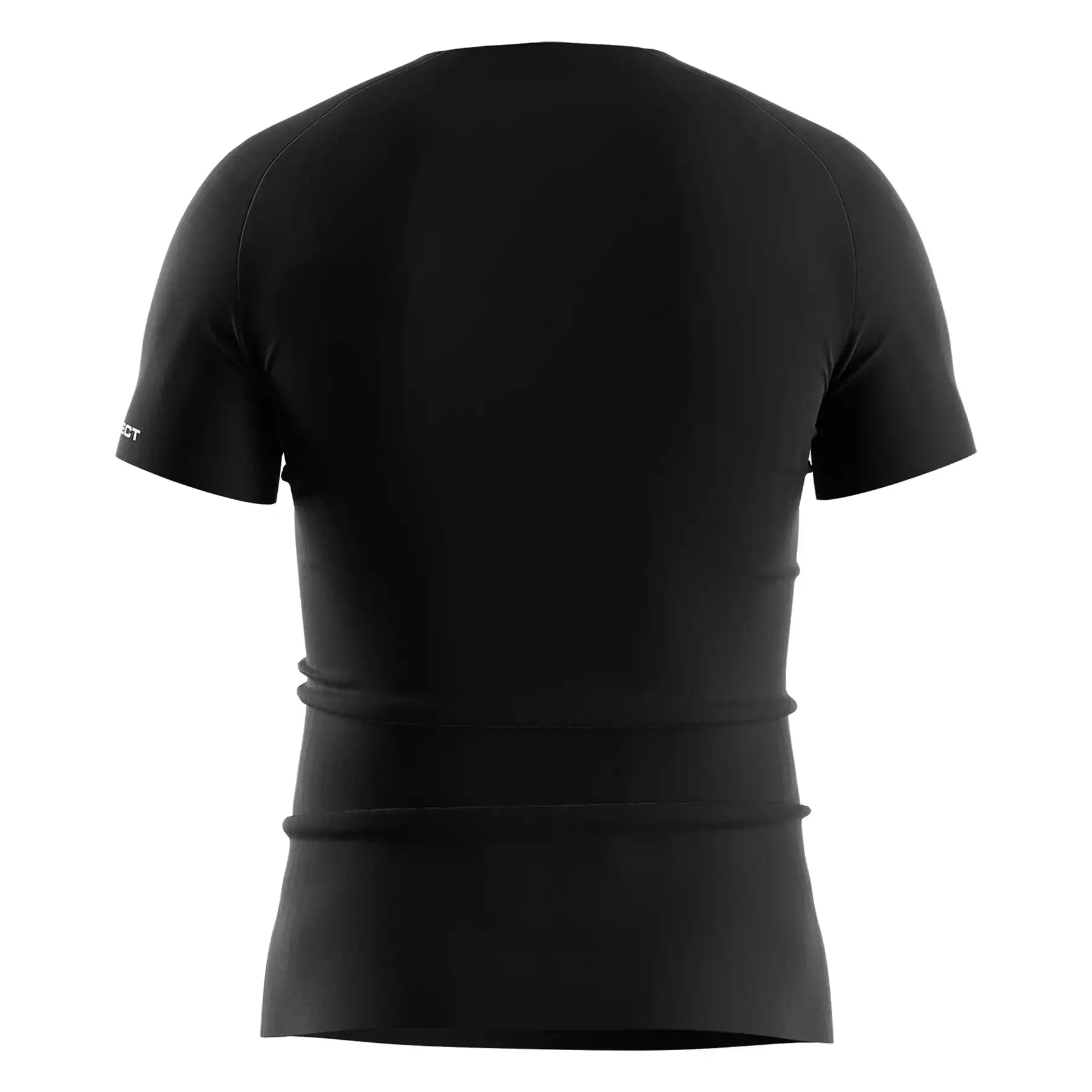The Back View of Navy Blue Men's Seamless Compression Tee - Style 3
