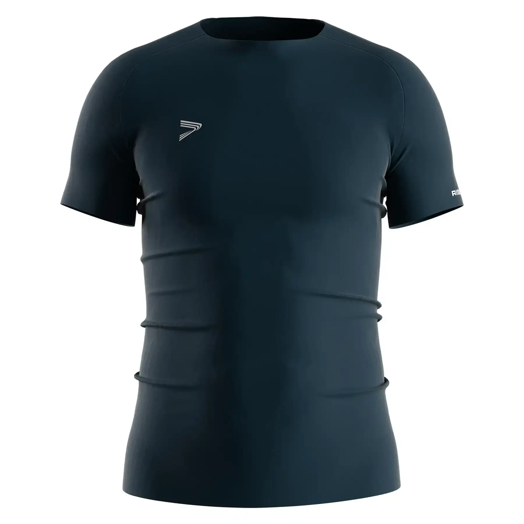 The Front View of Teal Men's Seamless Compression Tee - Style 2