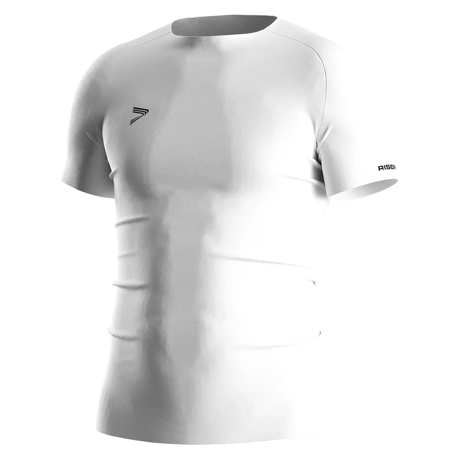 The Front View of White Men's Seamless Heat‑Bonded Compression Tee - Style 1