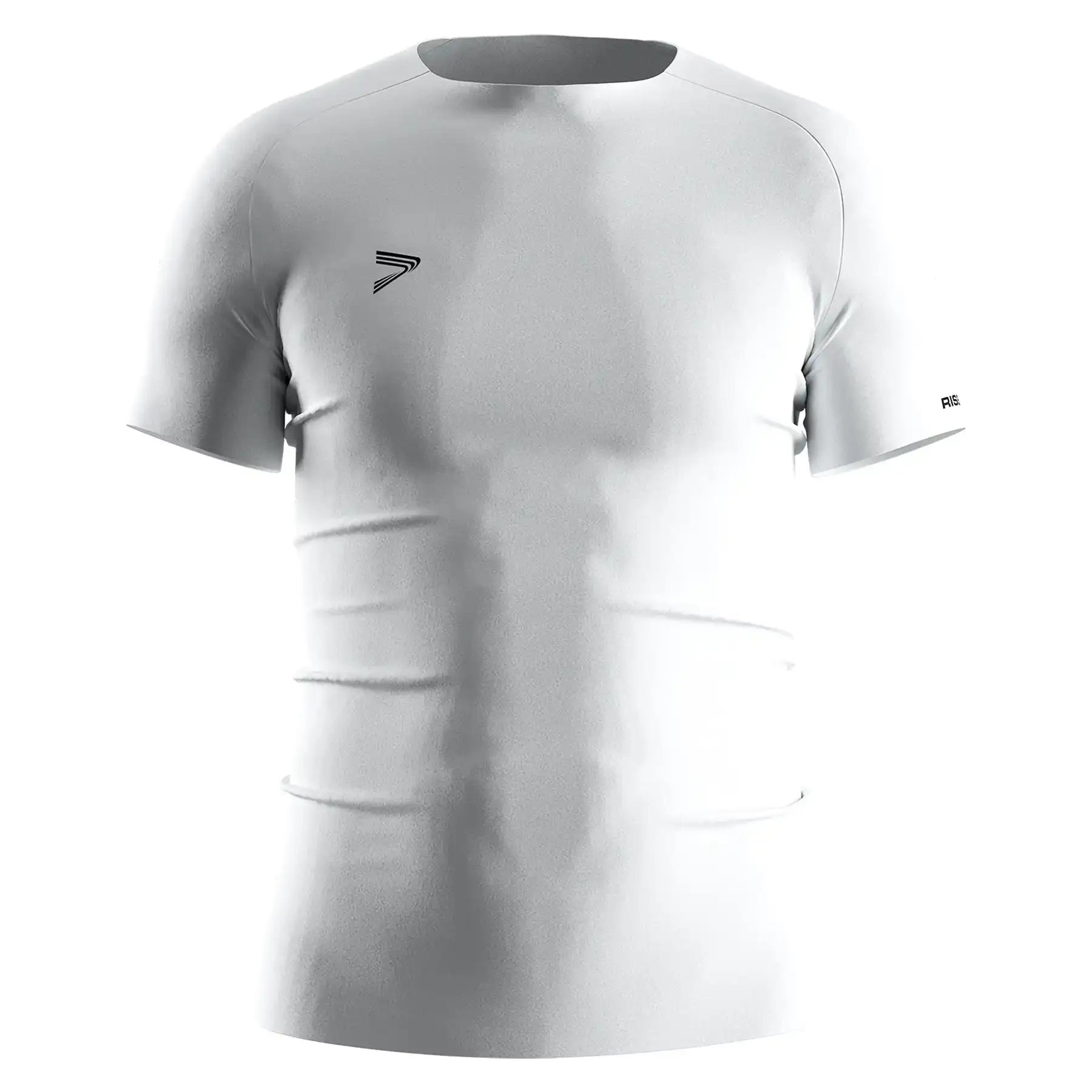 The Front View of White Men's Seamless Heat‑Bonded Compression Tee - Style 2
