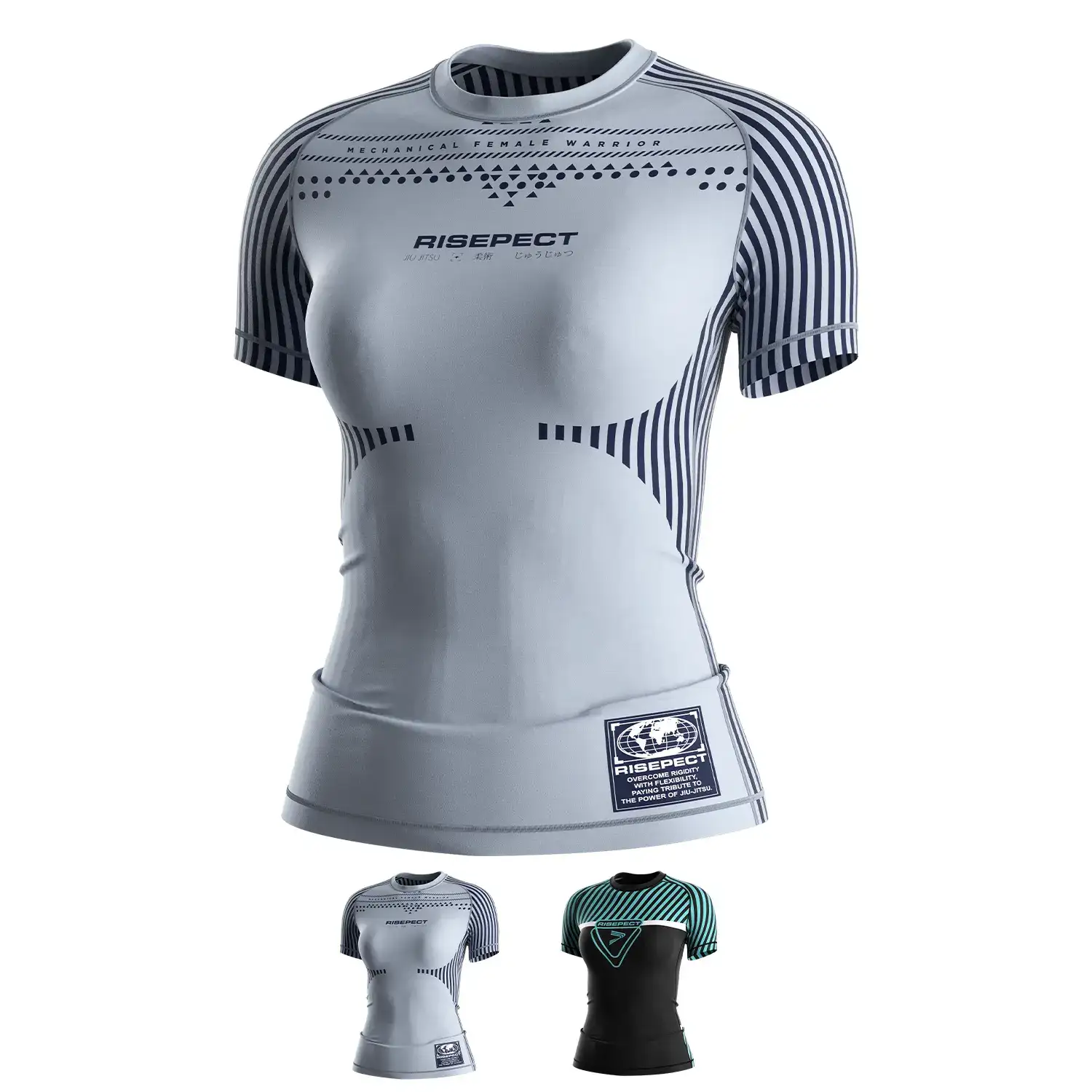 
                Women's Stripe Design BJJ Rash Guard ODM Short Sleeve Performance