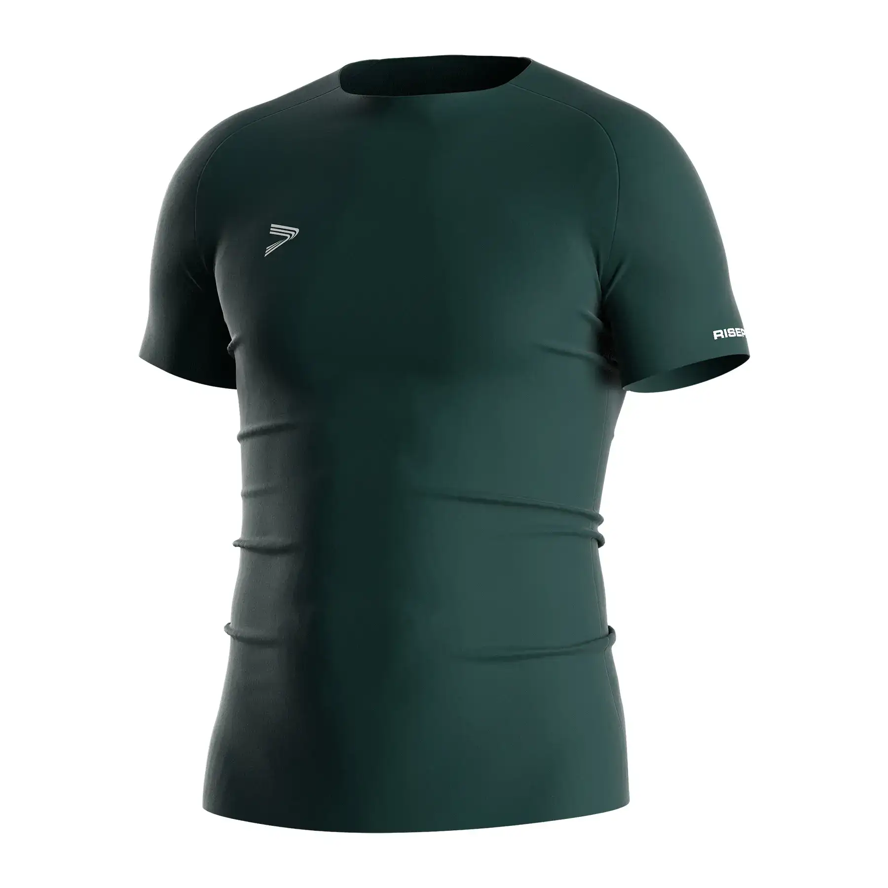 The Left Front View of Aqua Green Athletic Compression Shirts Heat-Bonded Seamless Tech