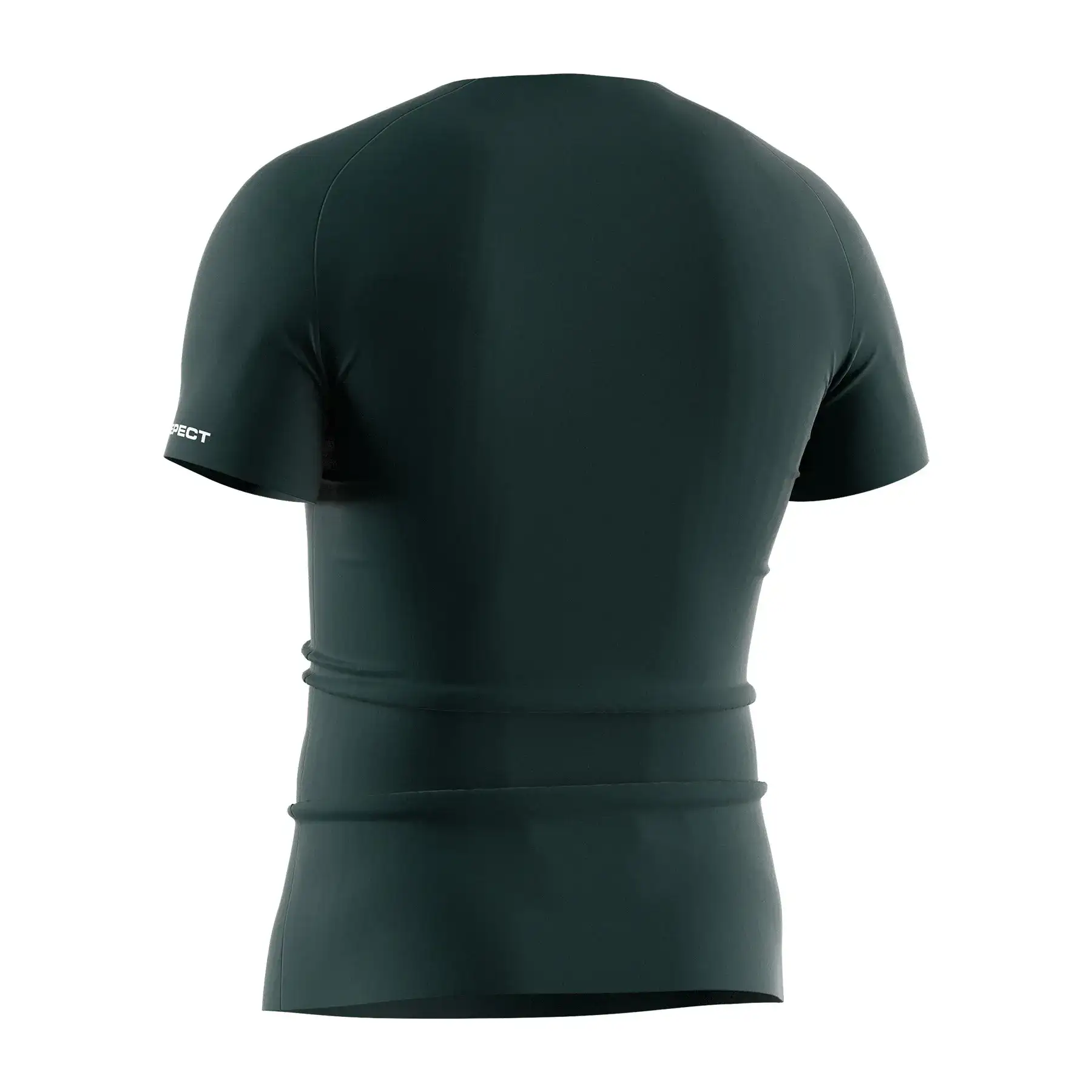 The Left Back View of Aqua Green Athletic Compression Shirts Heat-Bonded Seamless Tech