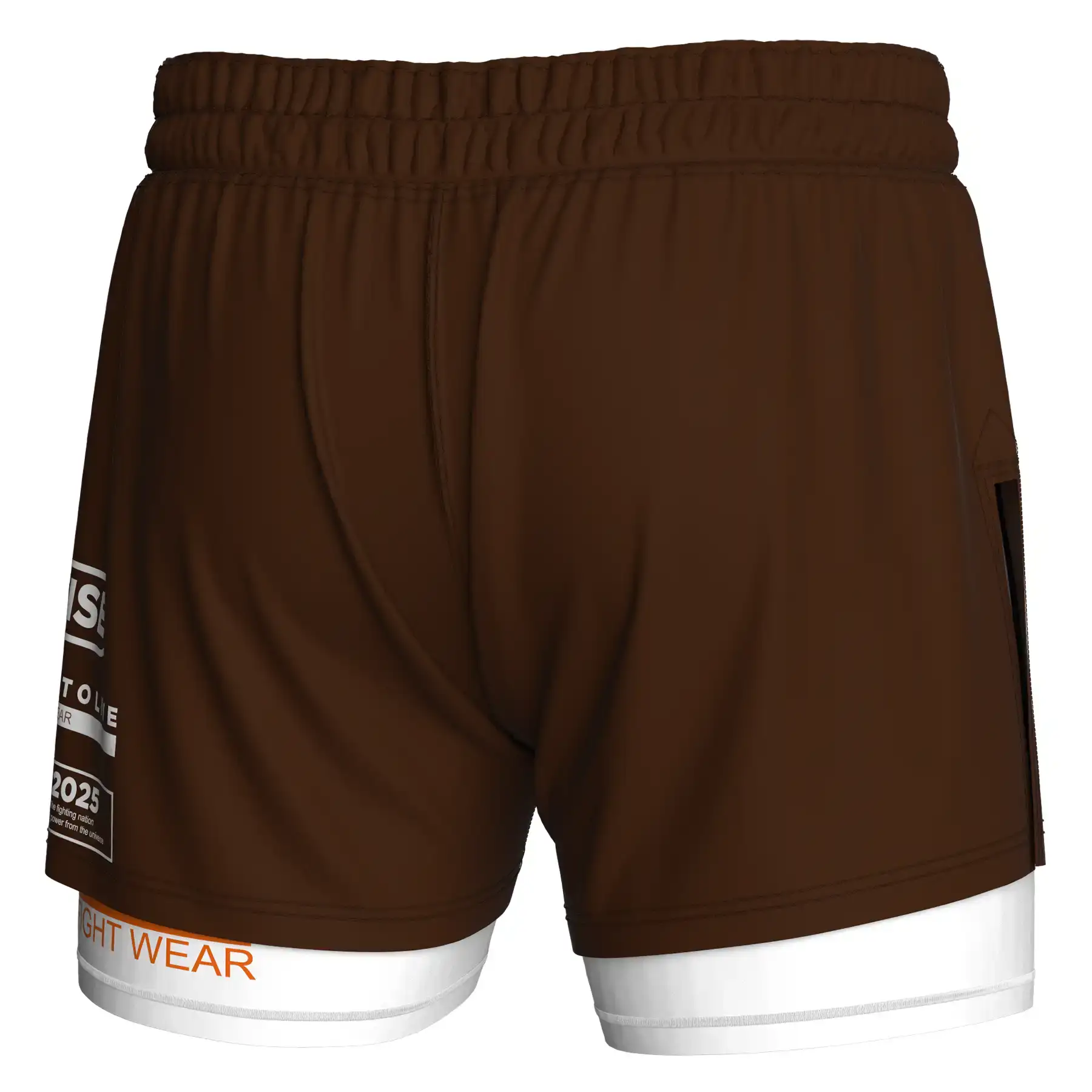 The Back View of Custom Supplier Men's MMA 2in1 High-Slit Hybrid Shorts Wholesale Bulk - Style 1