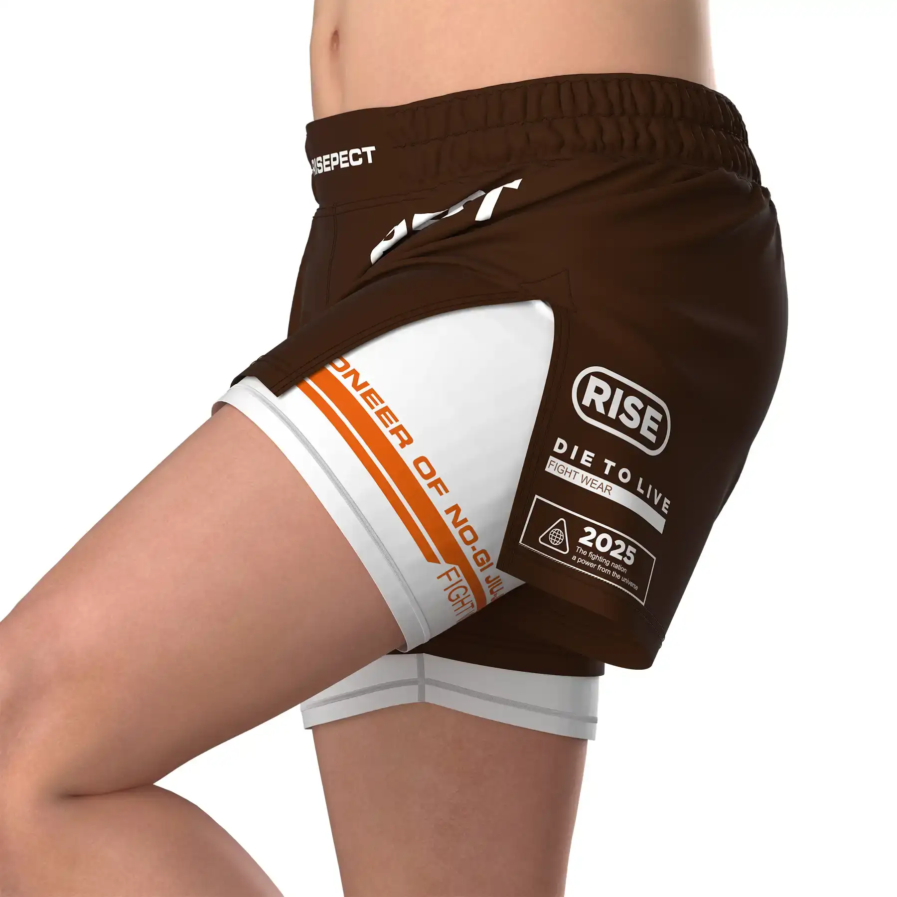 The high-slit side view of Custom Supplier Men's MMA 2in1 High-Slit Hybrid Shorts Wholesale Bulk - Style 1