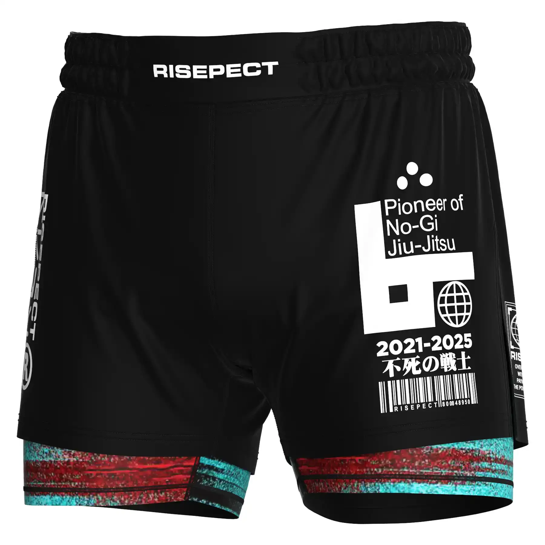 The Front View of Custom Supplier Men's MMA 2in1 High-Slit Hybrid Shorts Wholesale Bulk - Style 2