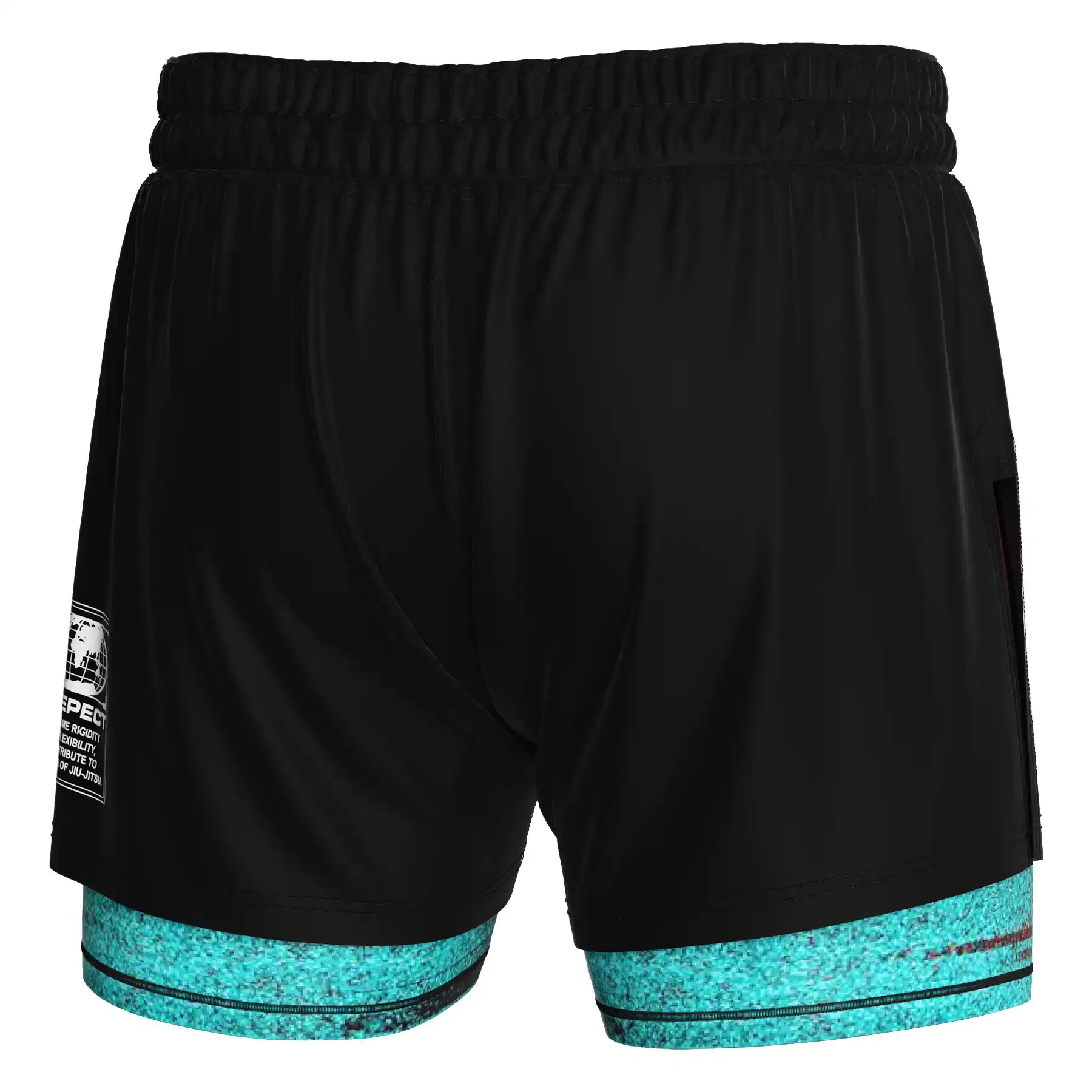 The Back View of Custom Supplier Men's MMA 2in1 High-Slit Hybrid Shorts Wholesale Bulk - Style 2