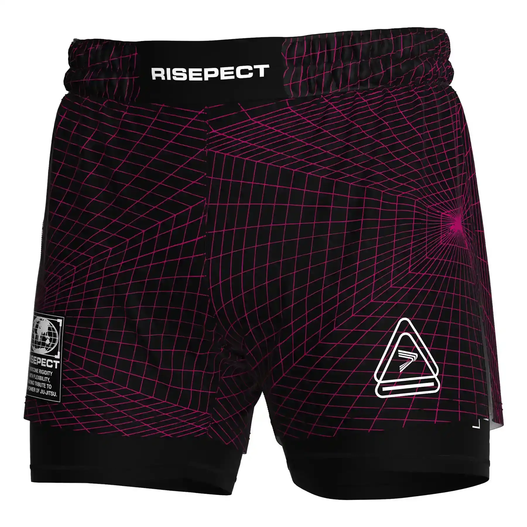 The Front View of Custom Supplier Men's MMA 2in1 High-Slit Hybrid Shorts Wholesale Bulk - Style 4