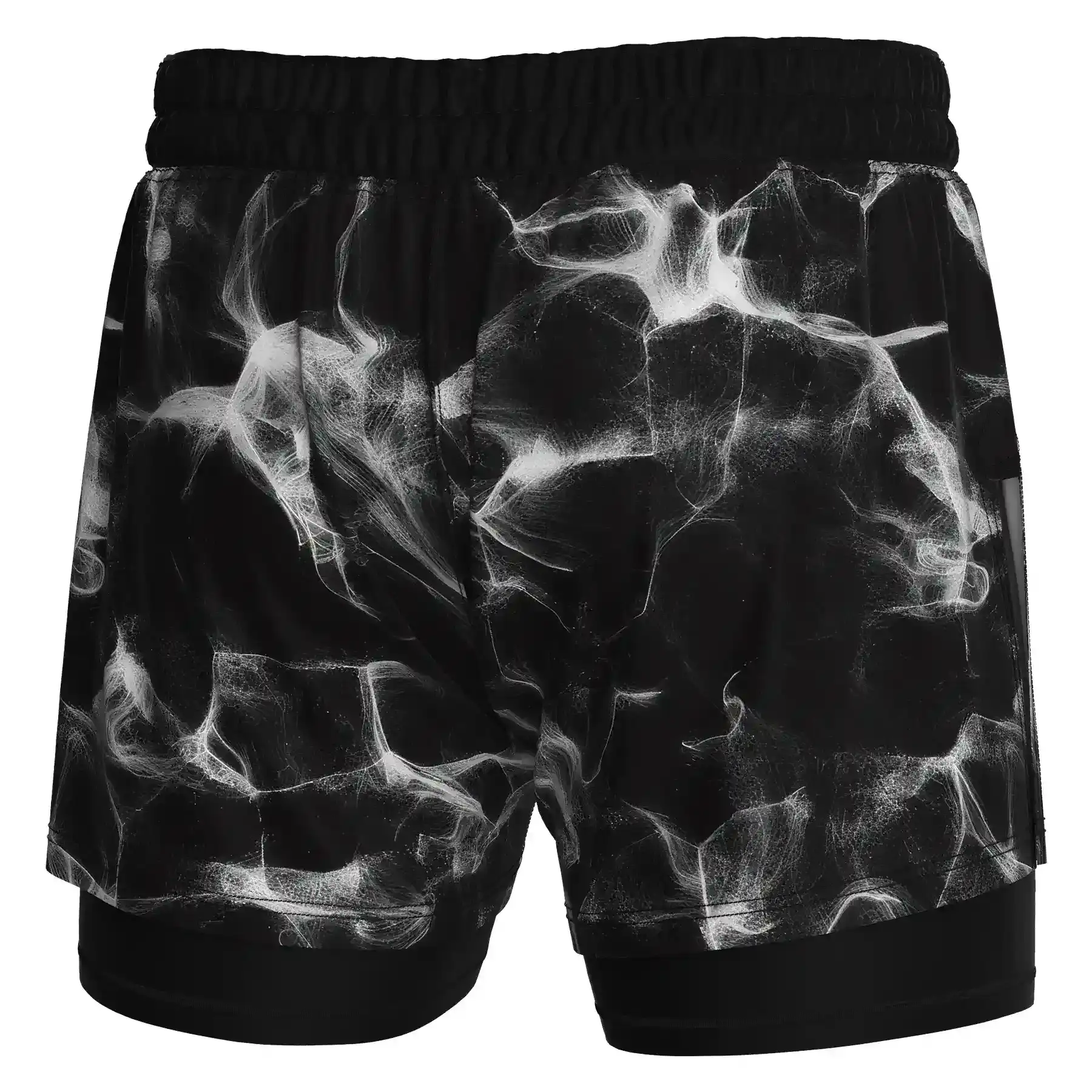The Back View of Custom Supplier Men's MMA 2in1 High-Slit Hybrid Shorts Wholesale Bulk - Style 5