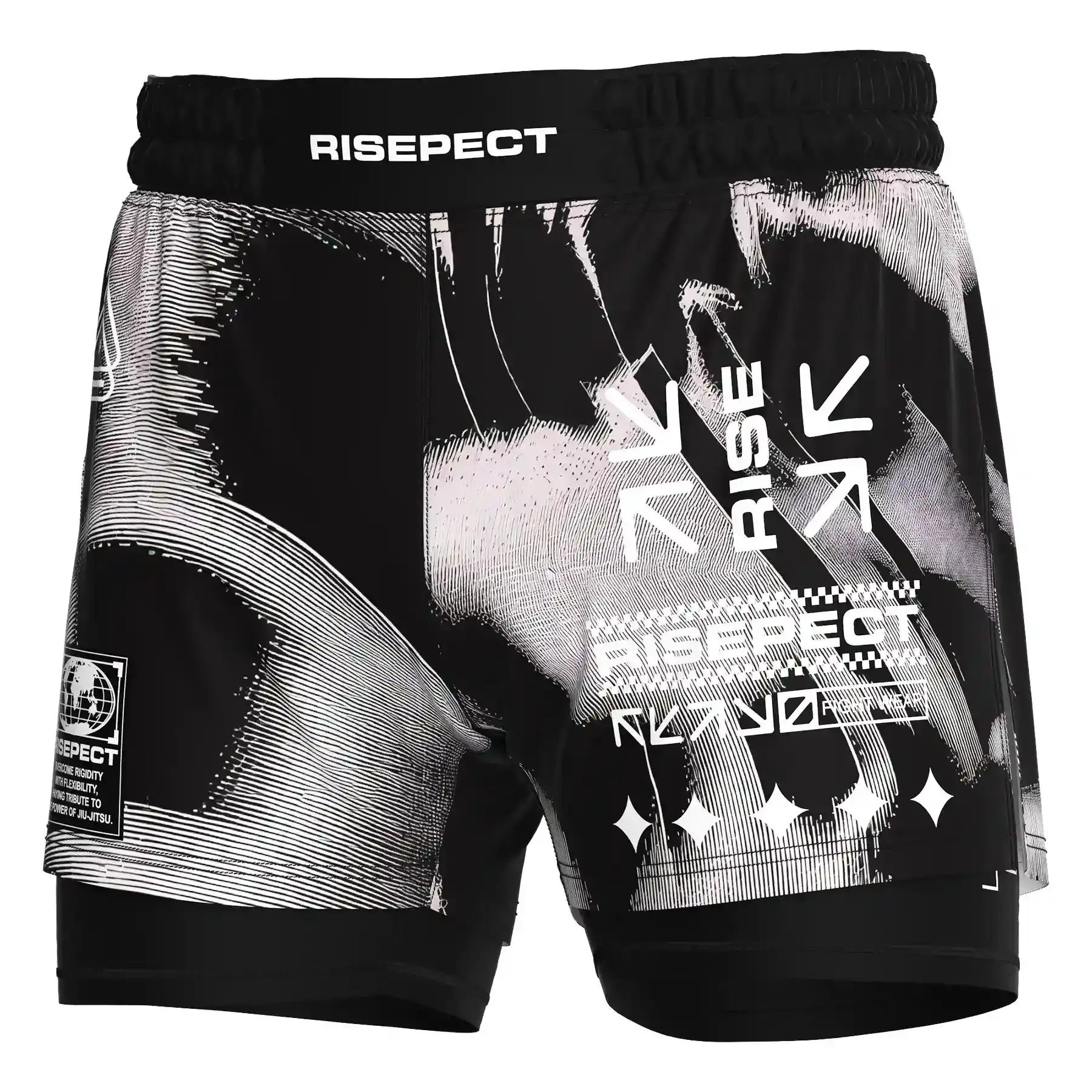 The Front View of Men's Gym MMA High-Slit 2-in-1 Hybrid Shorts Manufacturer - Style 2