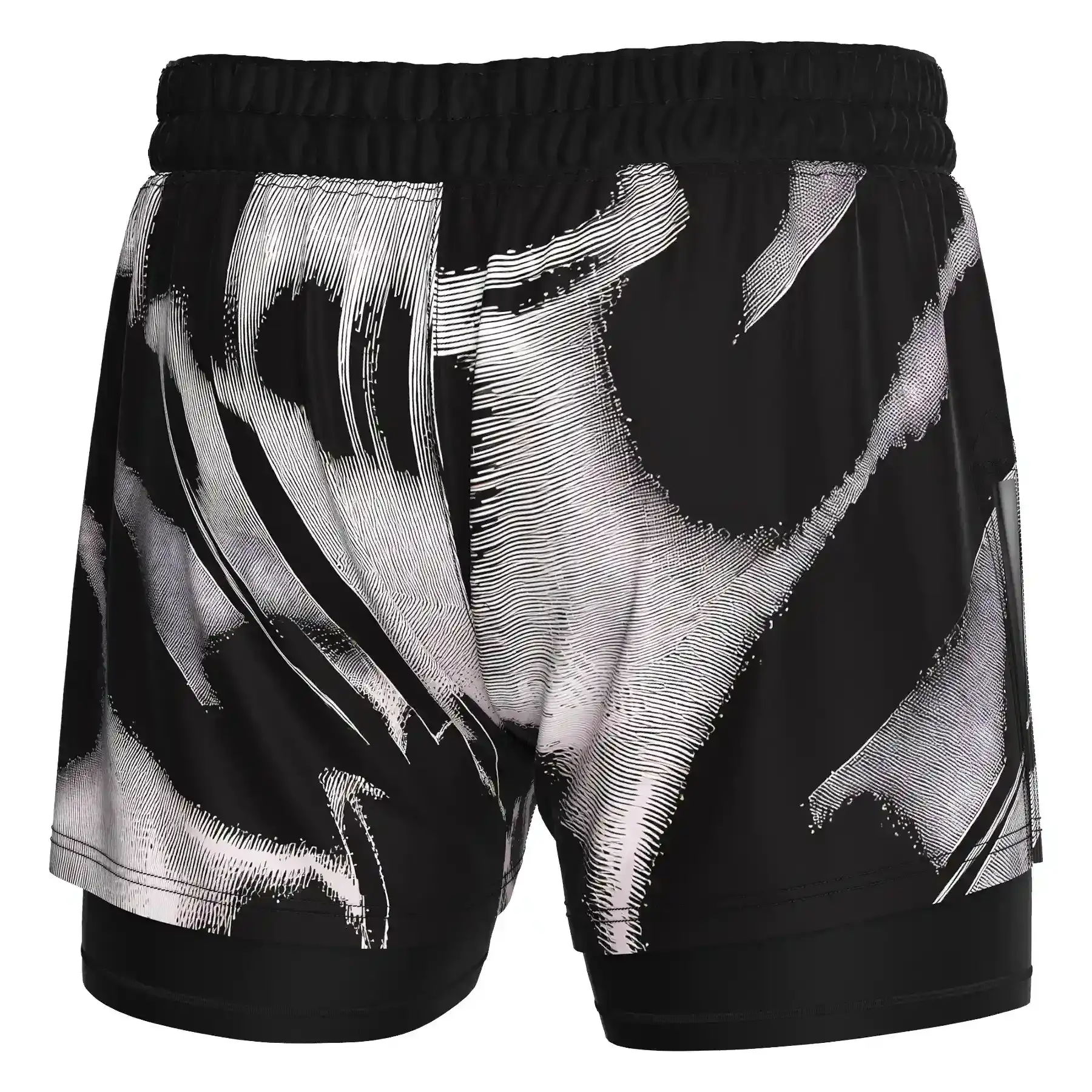 The Back View of Men's Gym MMA High-Slit 2-in-1 Hybrid Shorts Manufacturer - Style 2
