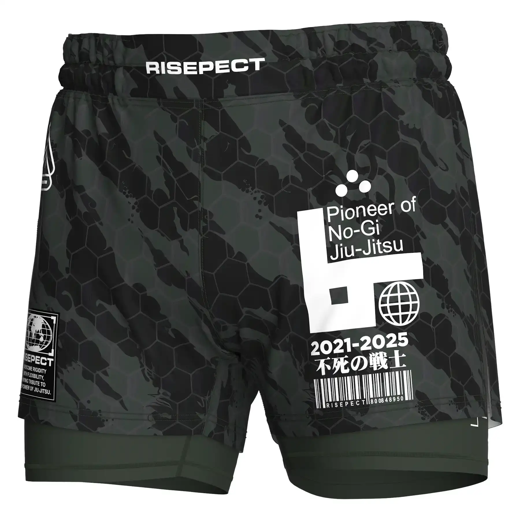 The Front View of Men's Gym MMA High-Slit 2-in-1 Hybrid Shorts Manufacturer - Style 4