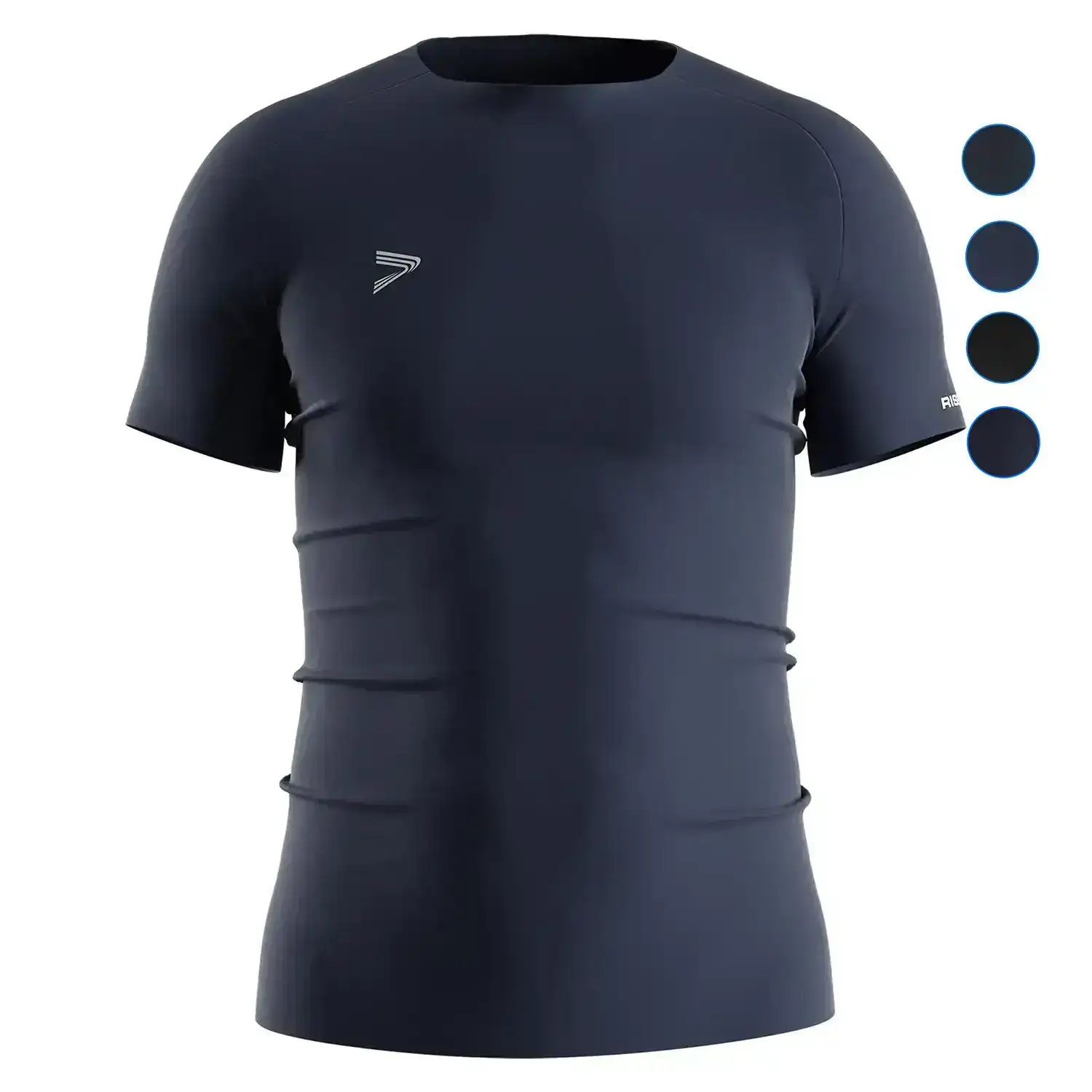 
                Navy Blue Men's Seamless Compression Tee Custom OEM Wholesale