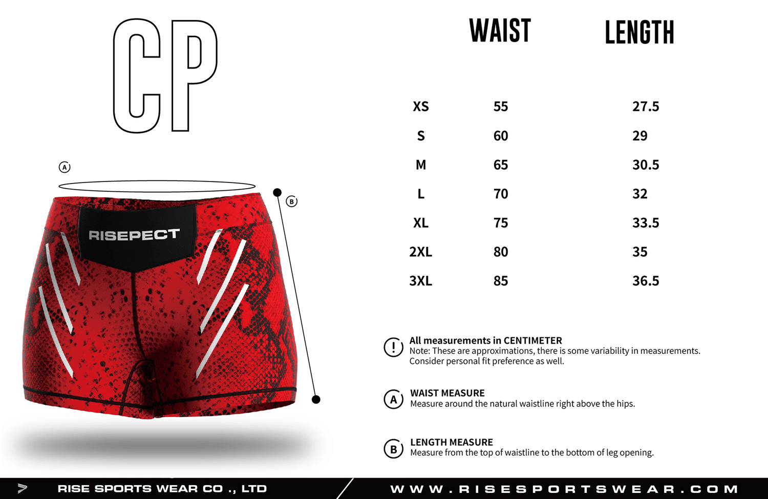 Women size chart of Custom Vale Tudo Shorts 2.0 for Women