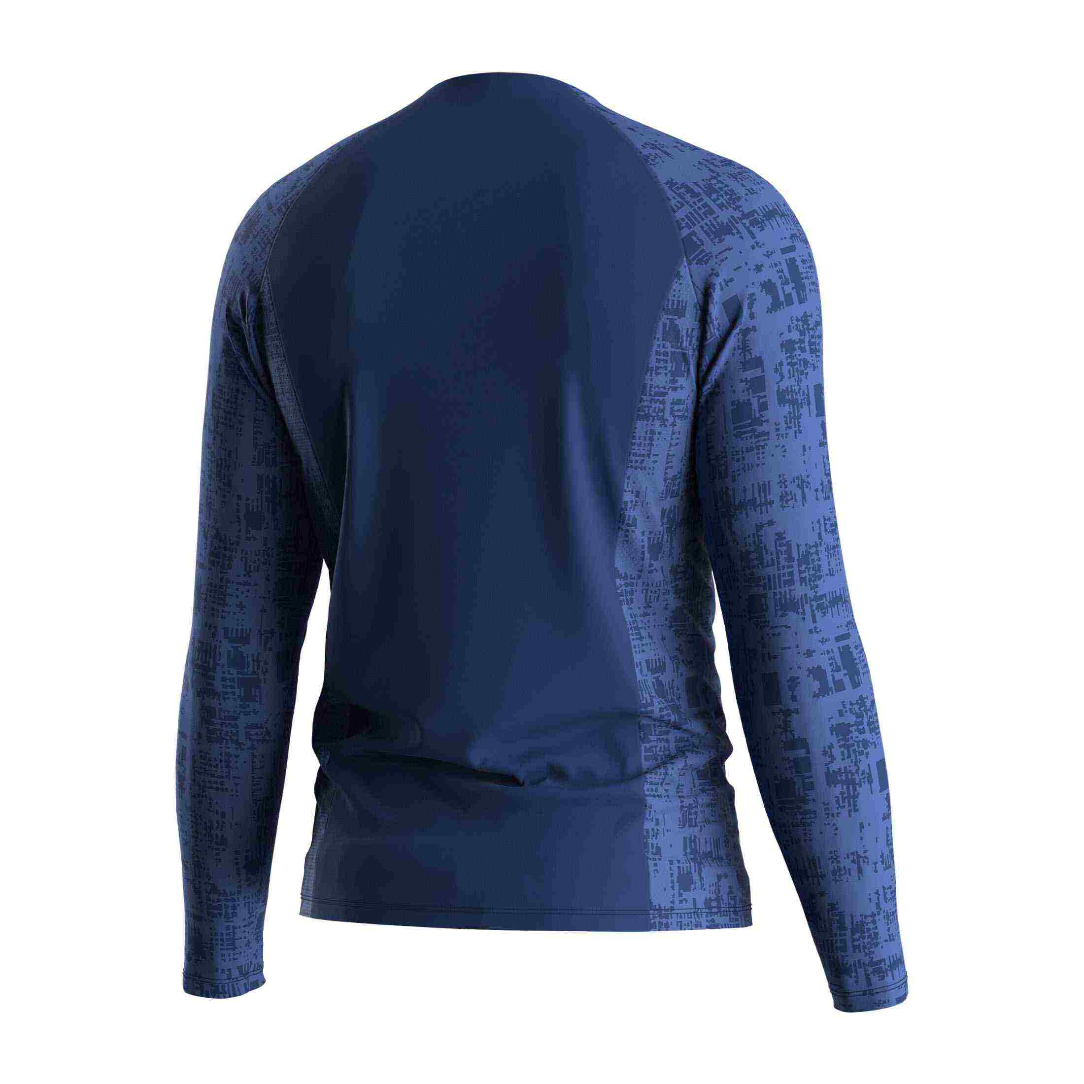 The Back View of Men's Digital Camo Texture 1/4 Zip Performance Activewear Top - Style 2