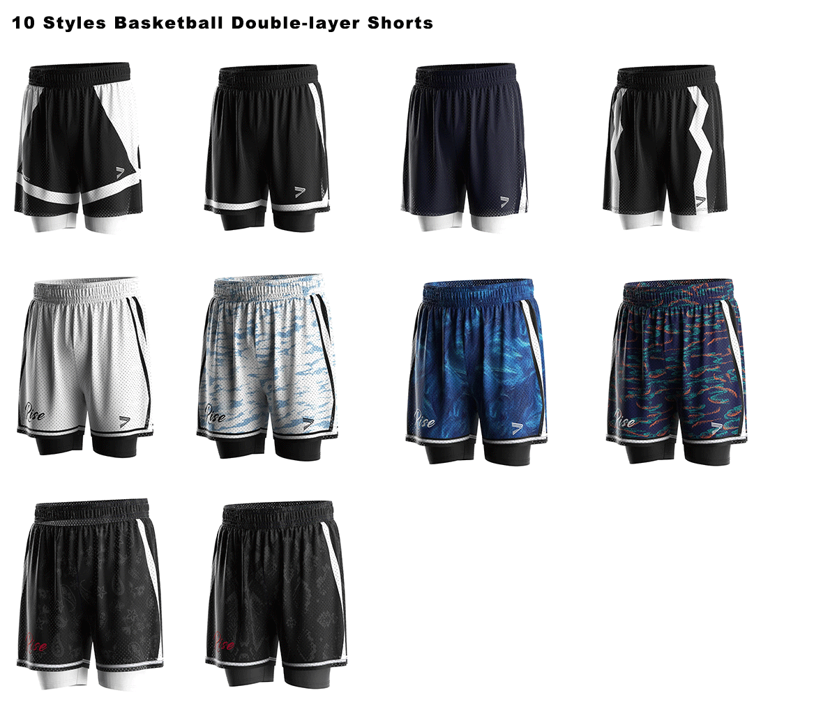 10 Styles Mesh Basketball Shorts With Compression Inner Shorts