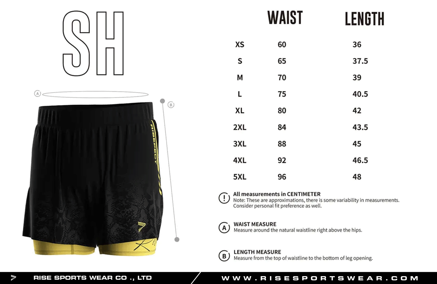 Use adult sizes chart provided by Rise Sportswear, or custom your own brand, club, or team adult sizes chart for Python Print 2IN1 Nogi Shorts Sublimation Factory Custom.