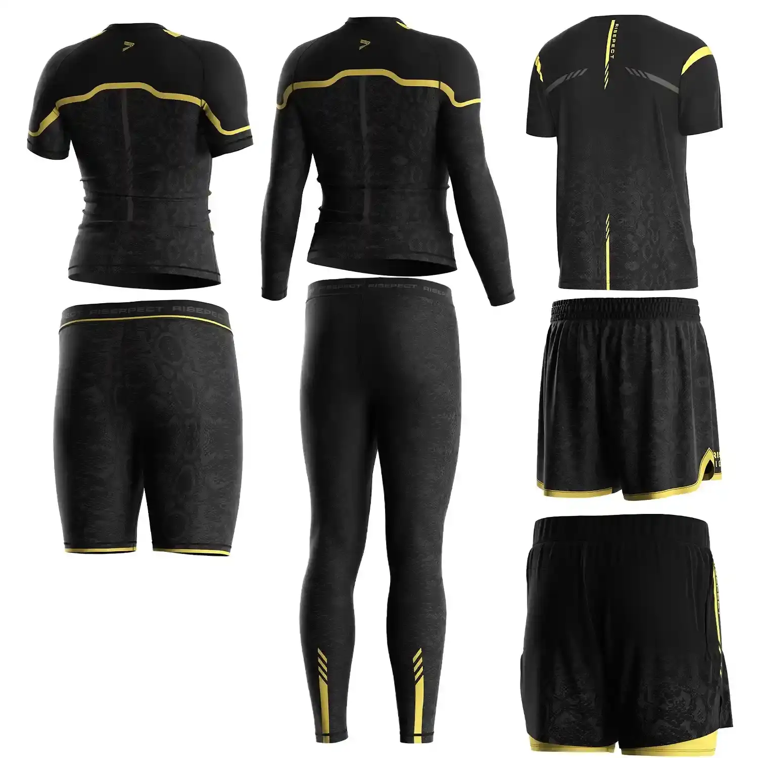 The Black Wholesale Custom BJJ MMA Gear Bundle Python Print - Back View