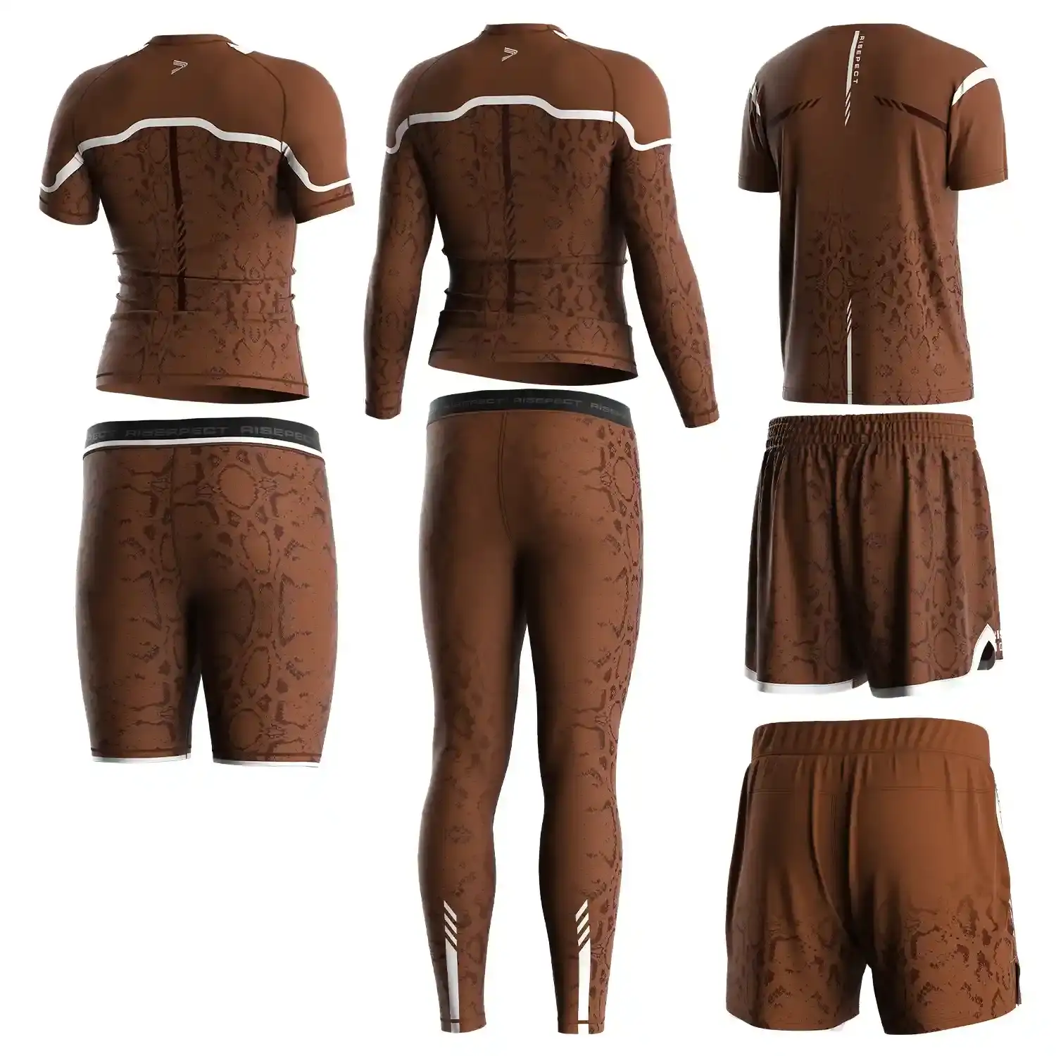 The Brown Wholesale Custom BJJ MMA Gear Bundle Python Print - Back View