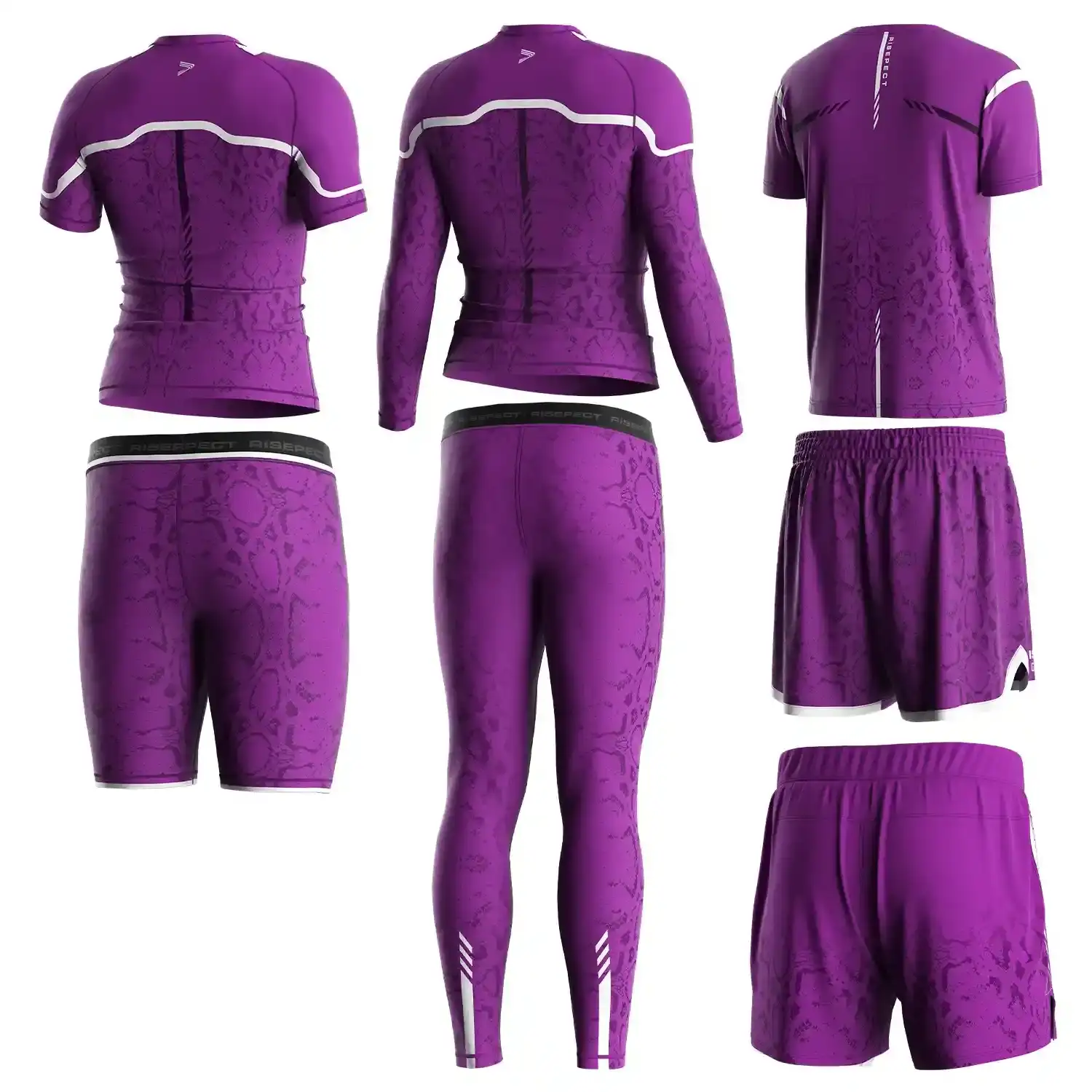 The Purple Wholesale Custom BJJ MMA Gear Bundle Python Print - Back View