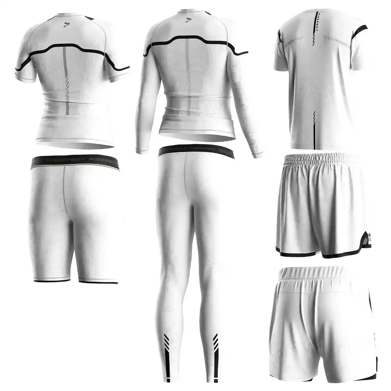 The White Wholesale Custom BJJ MMA Gear Bundle Python Print - Back View