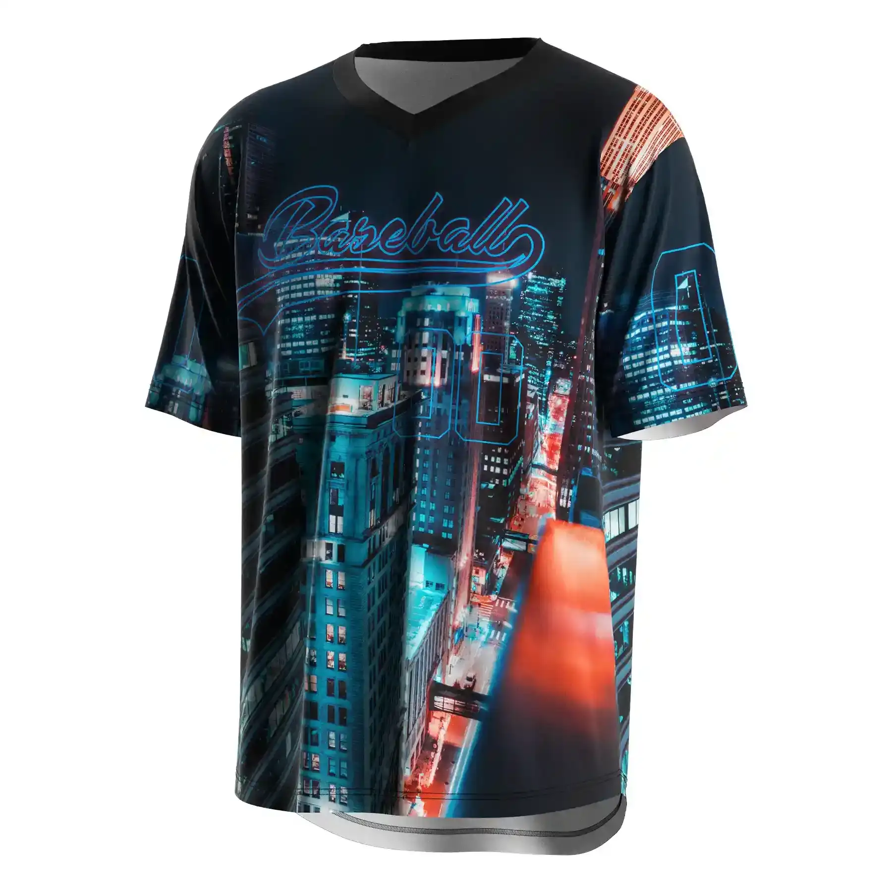 
                USA Uniform Jersey Men Baseball Shirt For Blue Neon City Print