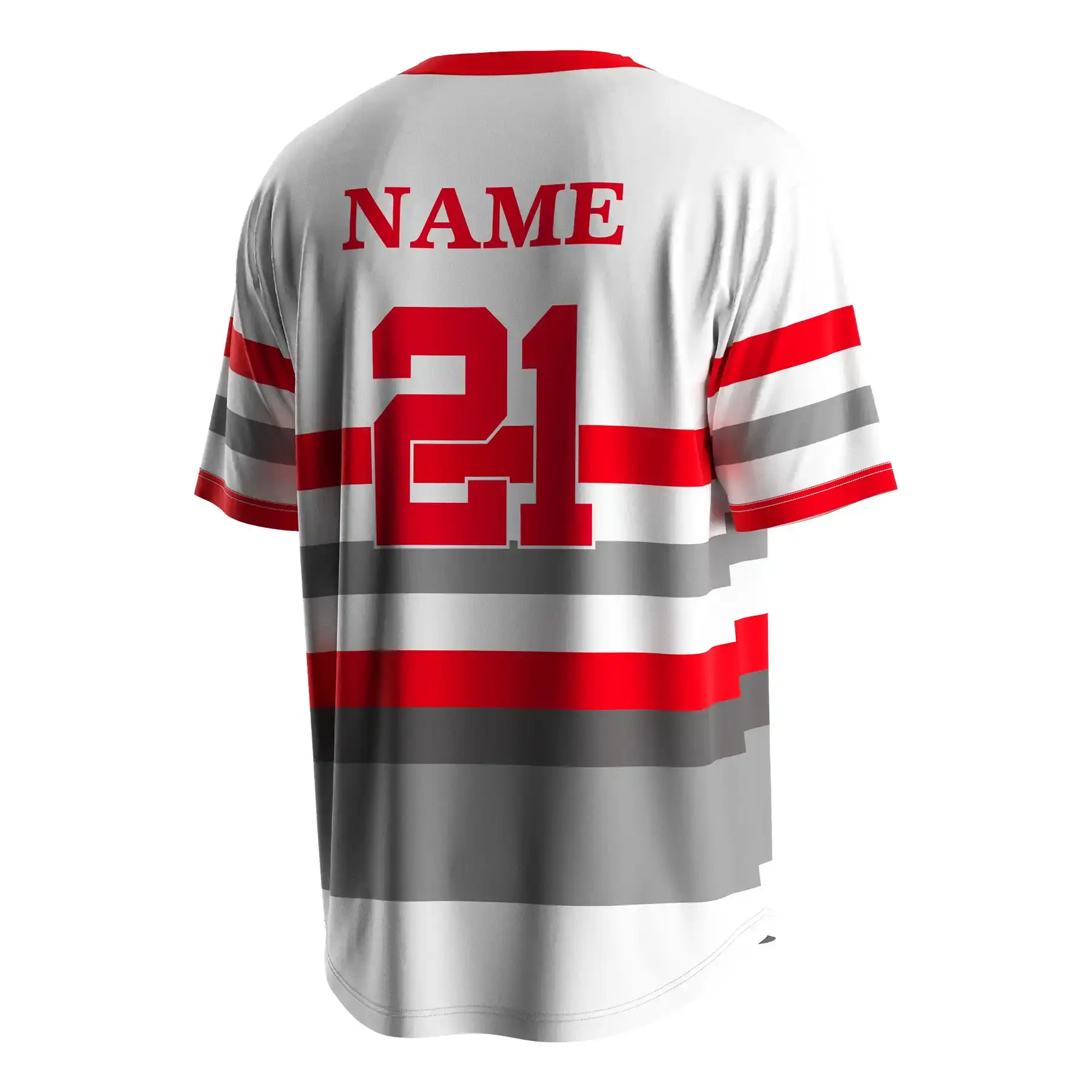 
                V Neck Uniform Jerseys Bulk Grey Red Striped Baseball T Shirt Men