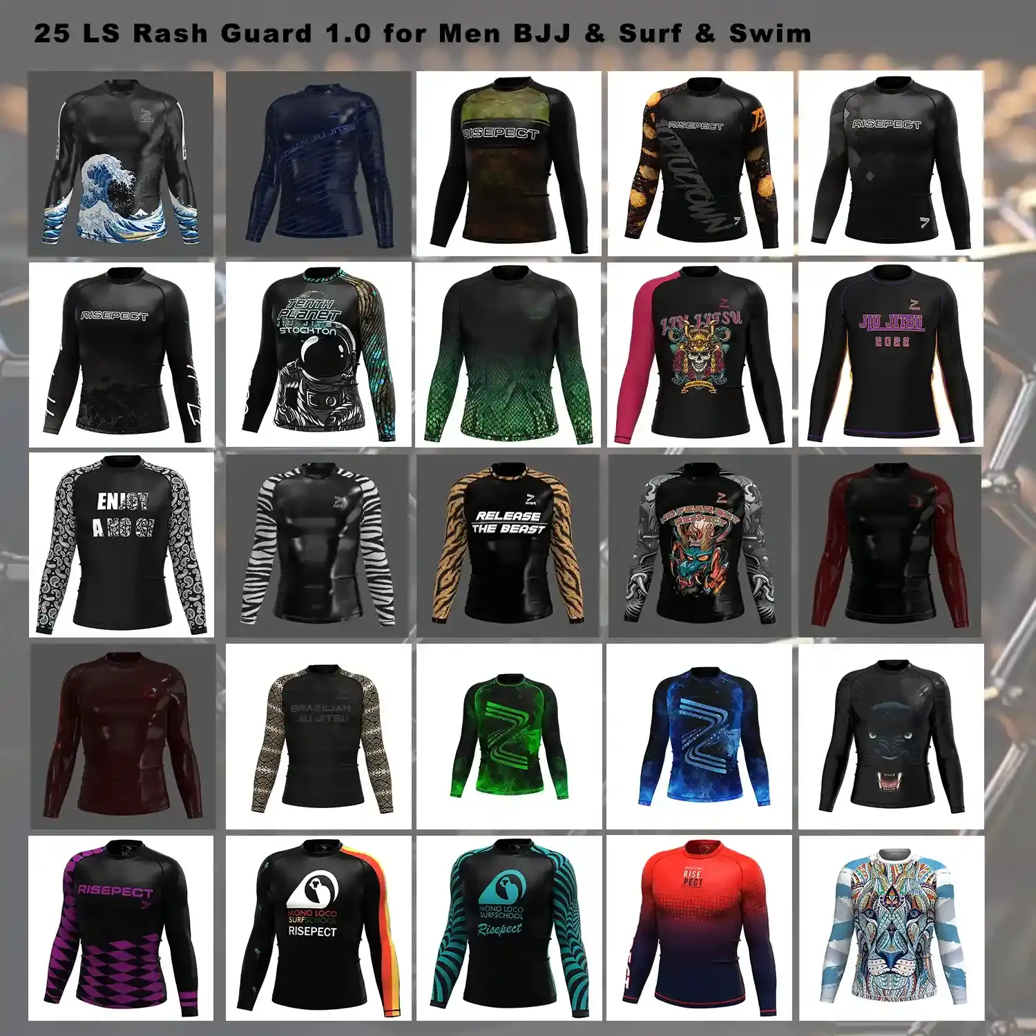 25 long sleeve rash guard 1.0 for men BJJ and surf and swim
