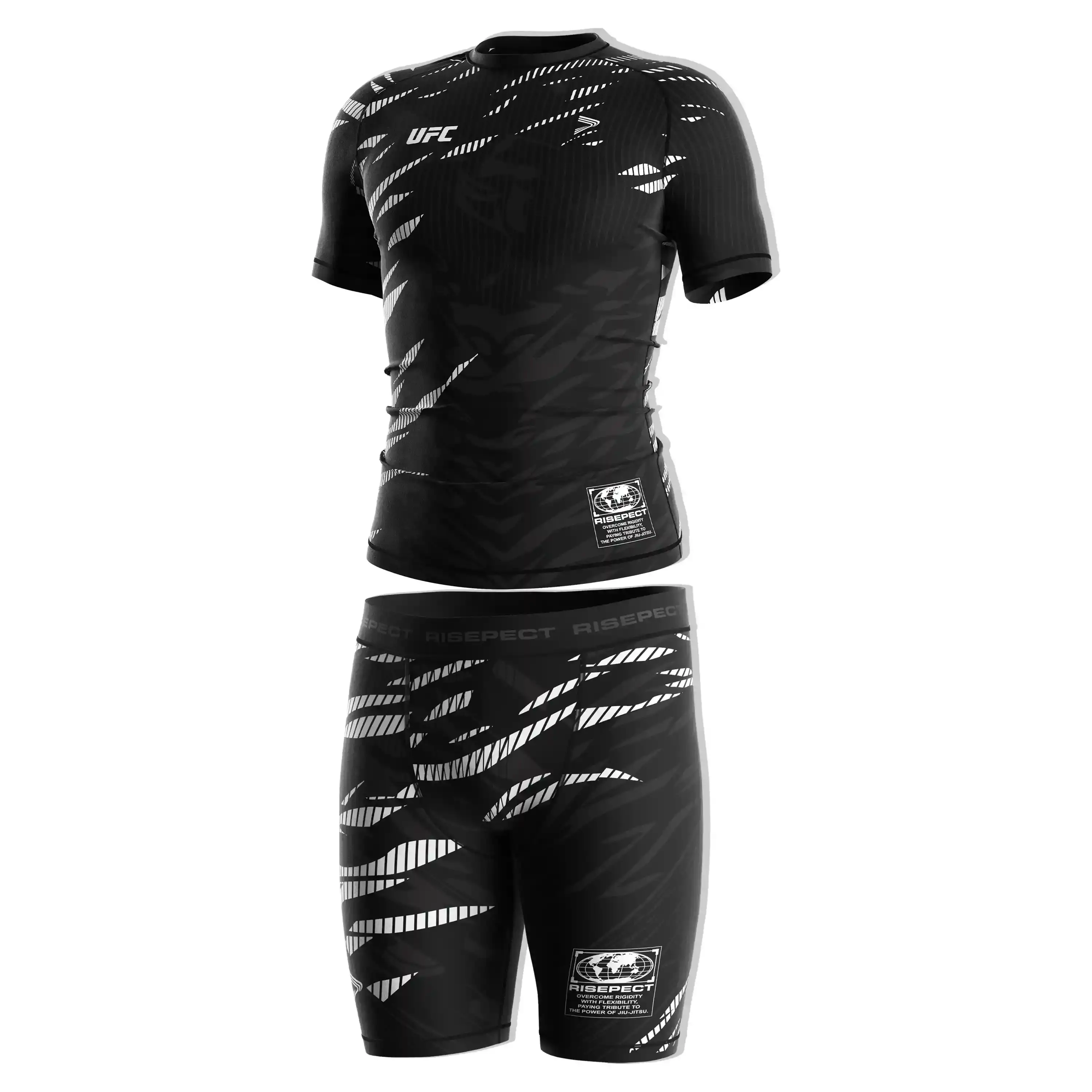 
                Custom Team BJJ Camo Slash Rash Guard & VT Shorts Compression Set