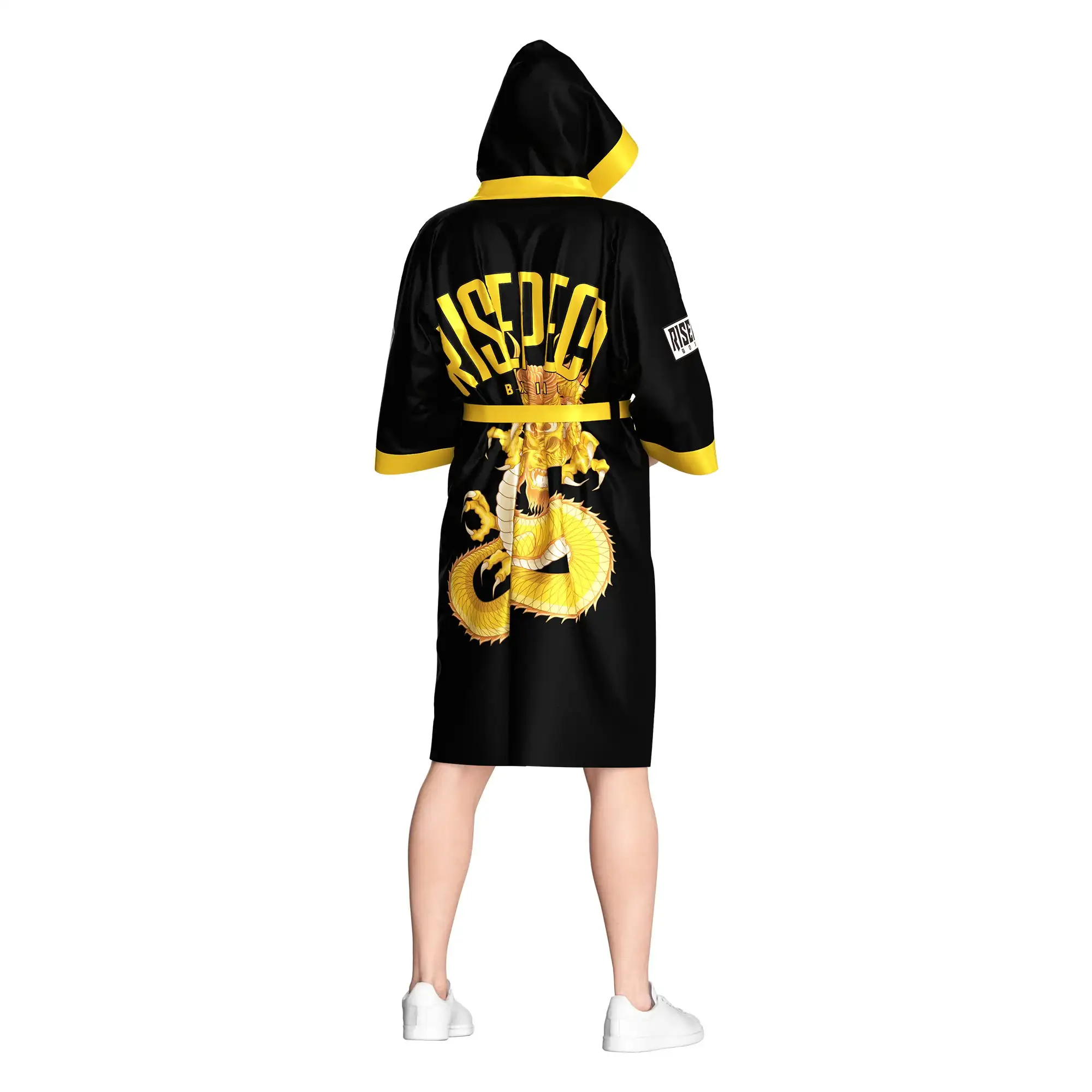 
                Black & Yellow Boxing Robe with High‑Contrast Trim Factory