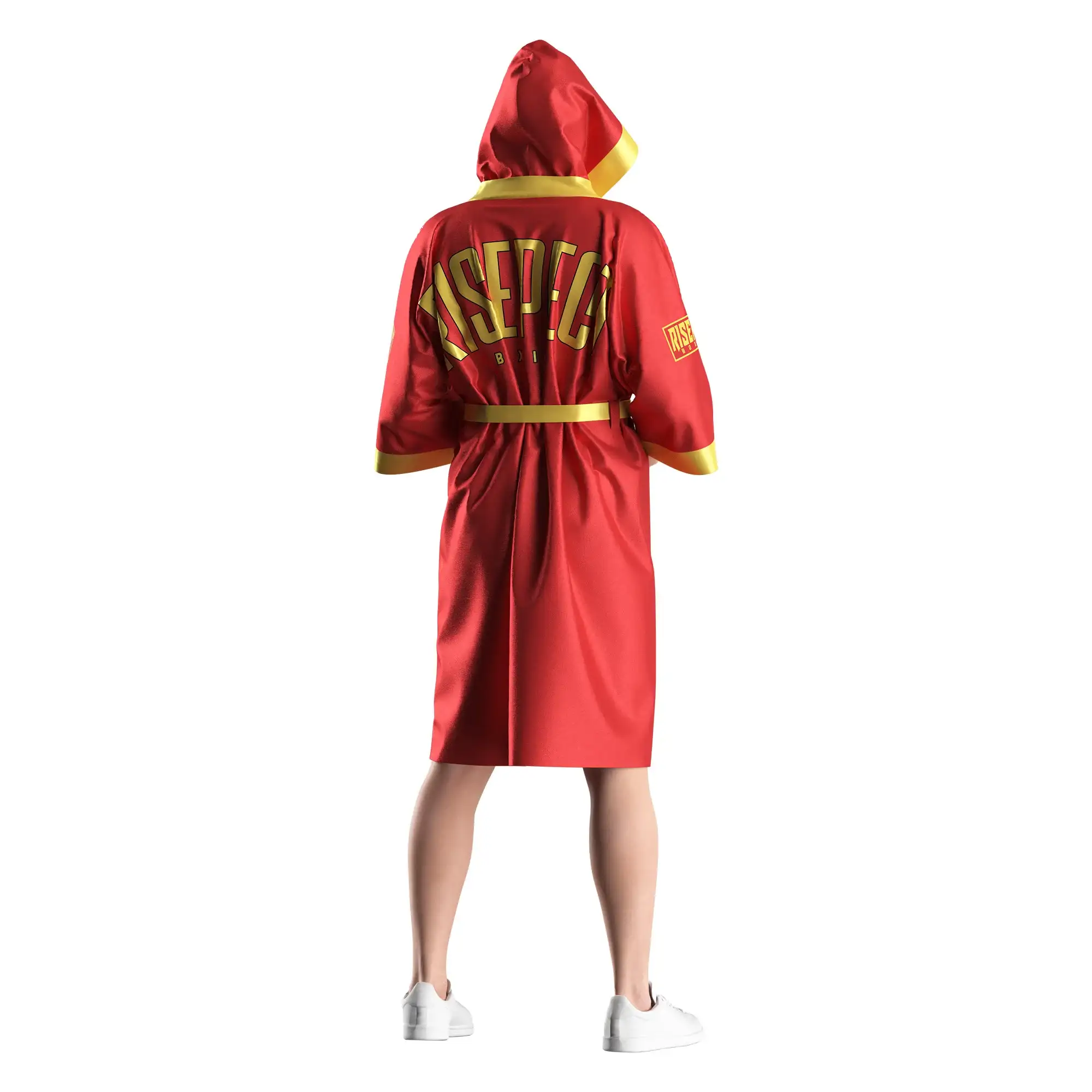 
                Red Dragon Boxing Robe with Gold Embroidered Motif Supplier