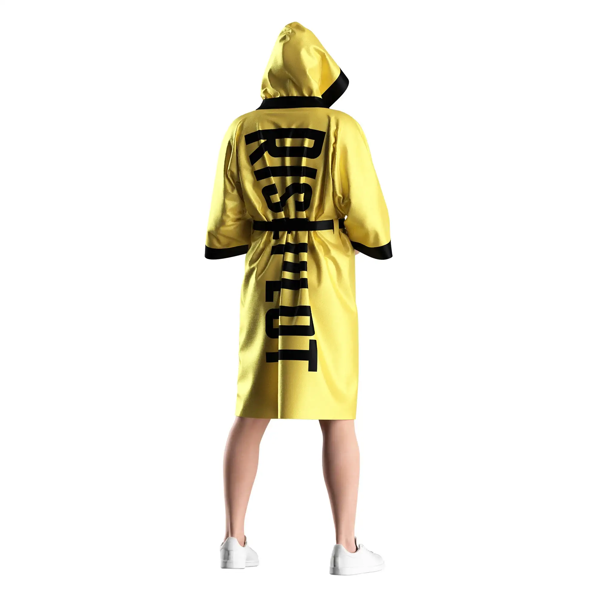 
                Yellow & Black Boxing Robe with Striking Color Block Design Custom