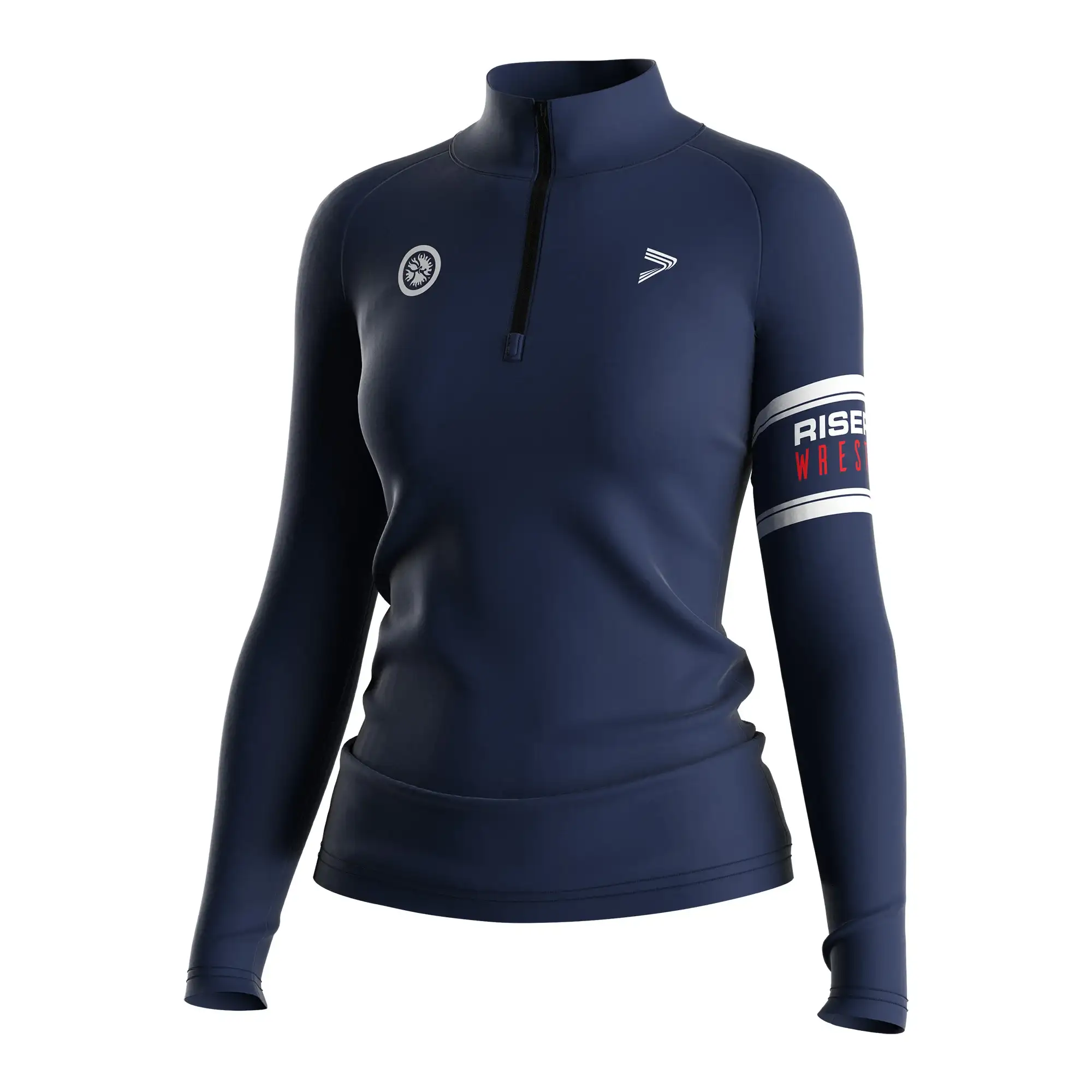 
                OEM ODM Women's Wrestling Quarter Zip Navy Blue Training Top Supplier