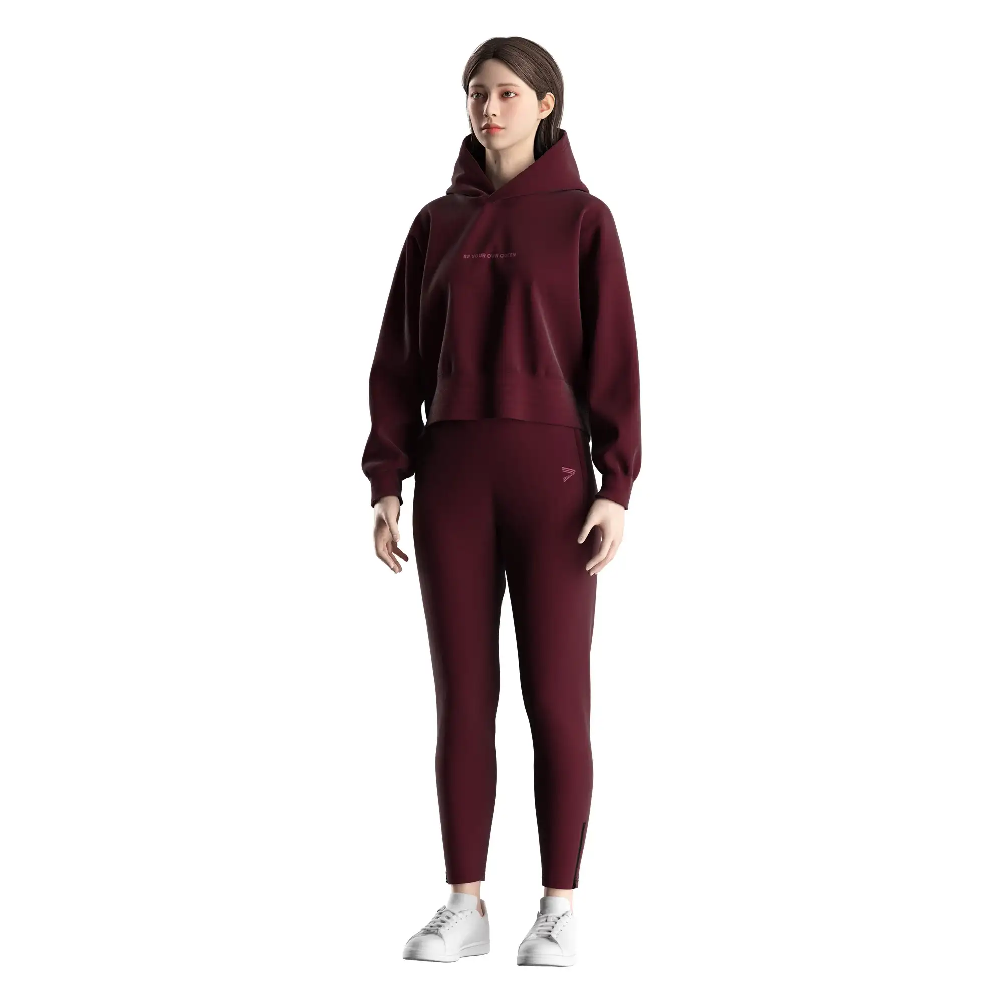 
                Women's Burgundy Cropped Hoodie Bulk Factory