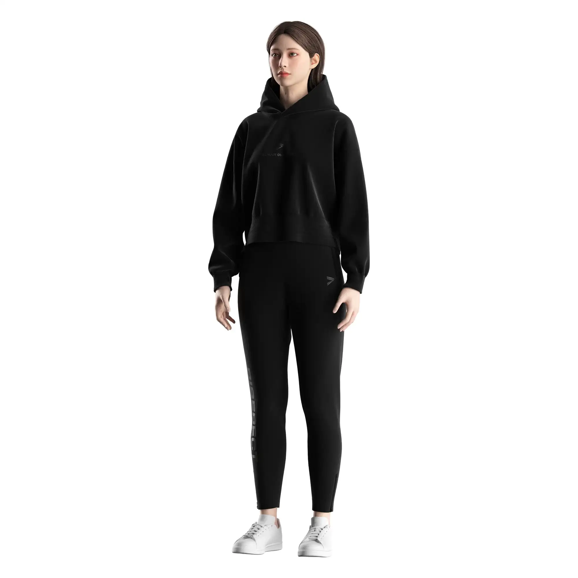 
                Custom Women's Black Cropped Hoodie Factory Bulk