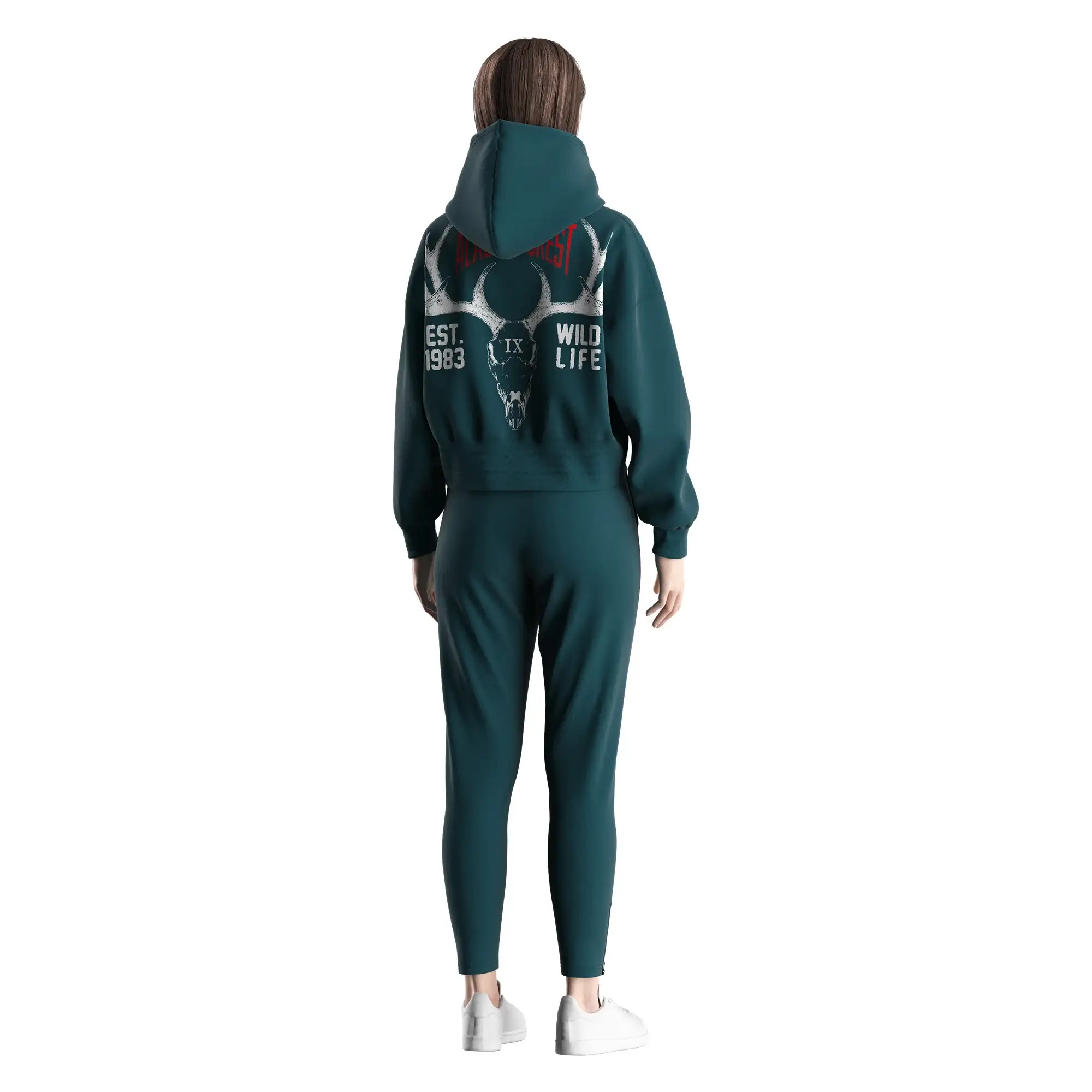 
                Women's Green Cropped Hoodie Custom Bulk Factory
