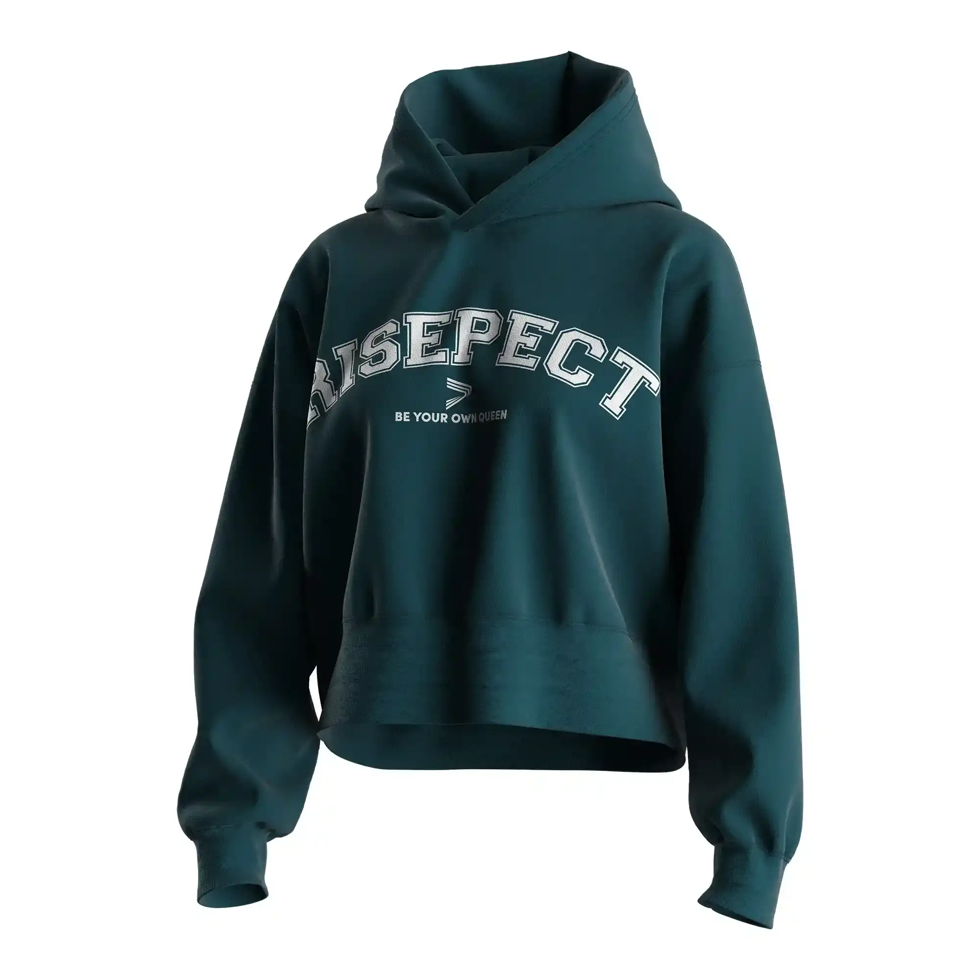
                Women's Green Cropped Hoodie Custom Bulk Factory