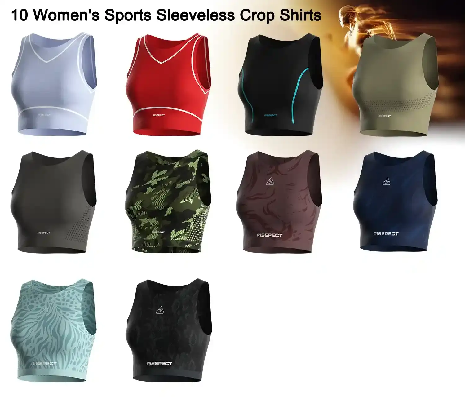 10 women's sports sleeveless cropped compression shirts