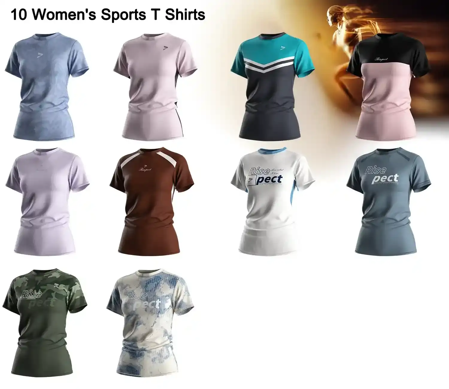 10 women's sports t shirt for Rise Sportswear